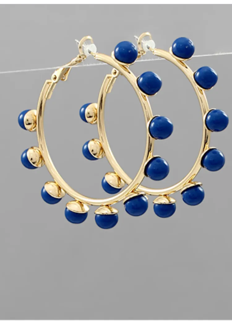 Petra Ball Trimmed Hoops-Blue