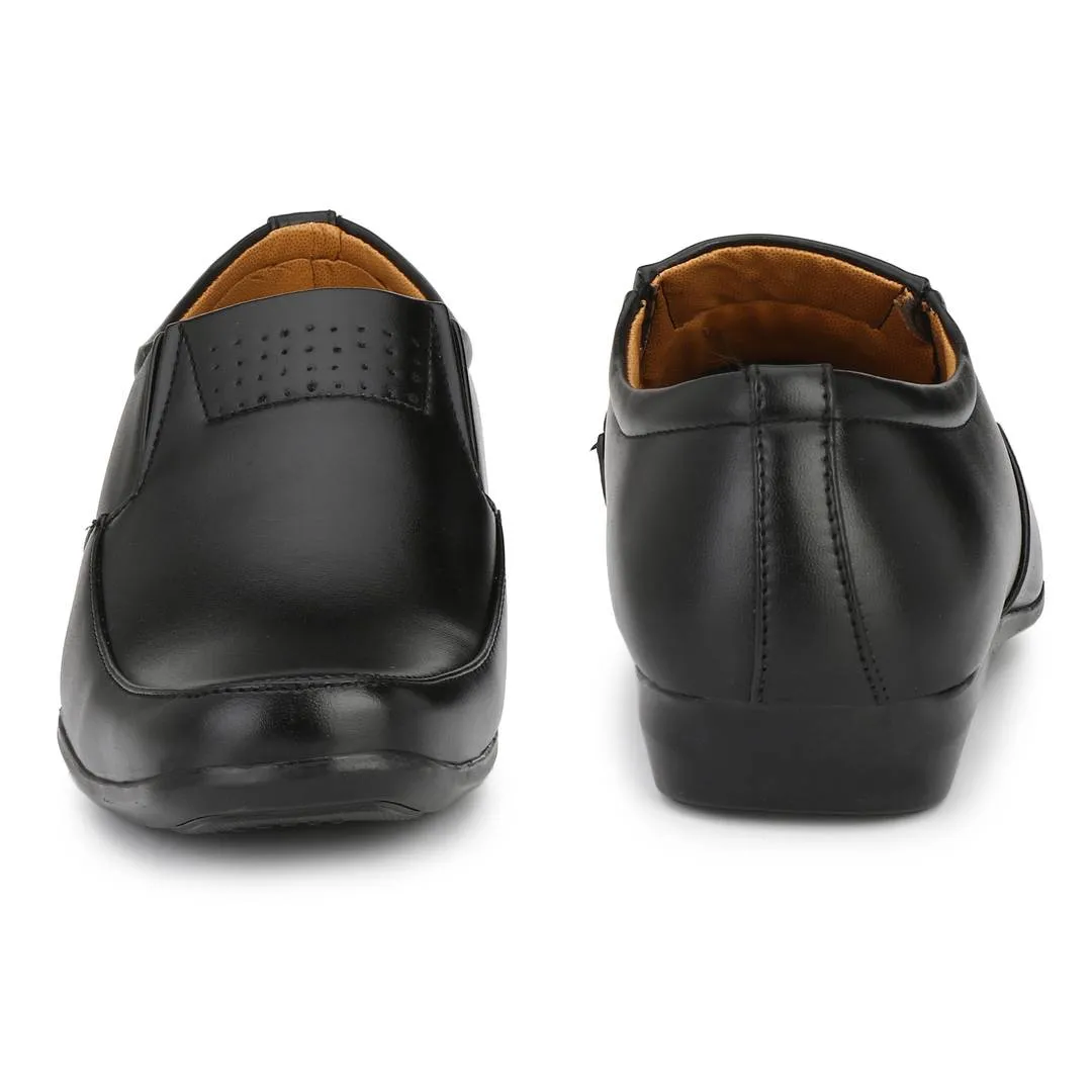 Premium Leather Black Slip On Square Tip Formal Shoes for Men