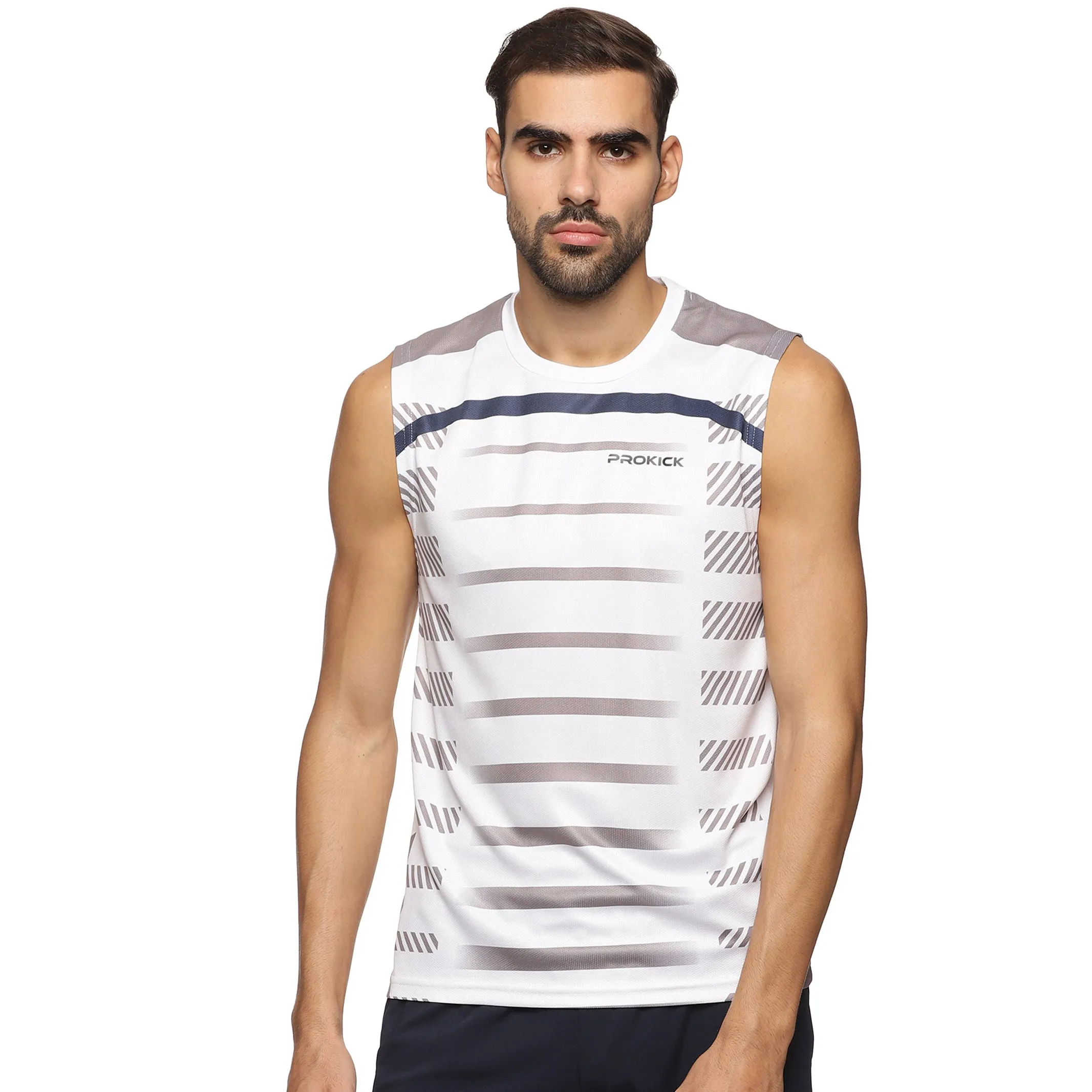 Prokick Round Neck Sleeveless Tank Top - Workout Running Beach Swimming and Sports Wear Tshirt