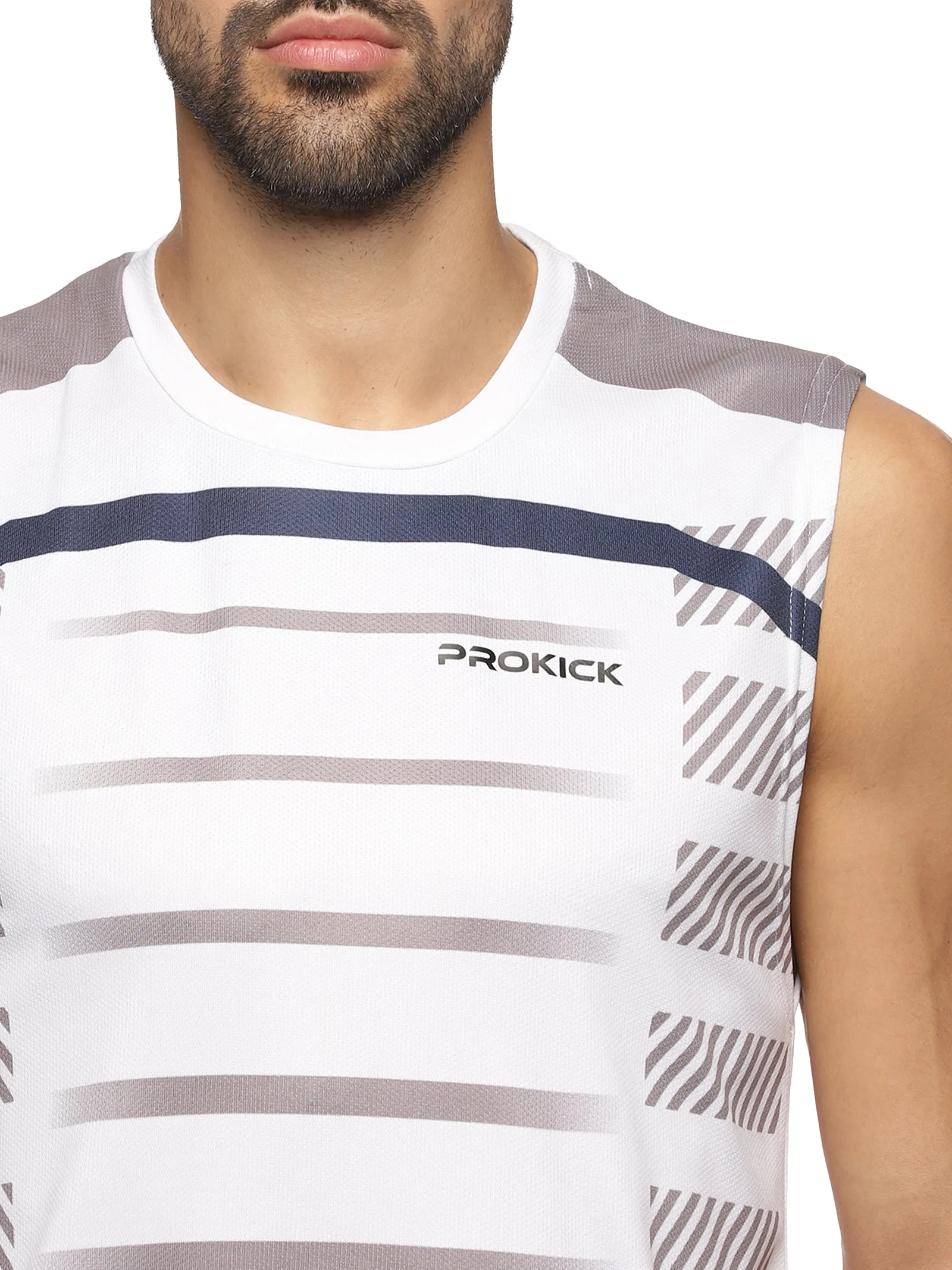 Prokick Round Neck Sleeveless Tank Top - Workout Running Beach Swimming and Sports Wear Tshirt