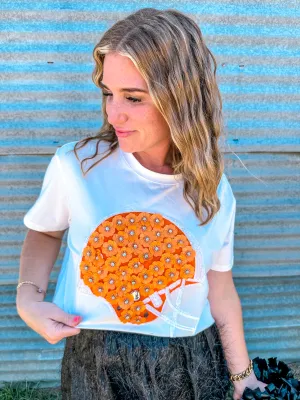 Queen of Sparkles: Orange and White Flower Helmet Tee