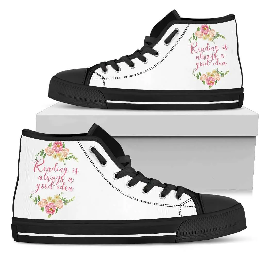 "Reading"Bookish high top women's shoes