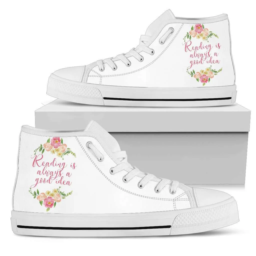 "Reading"Bookish high top women's shoes