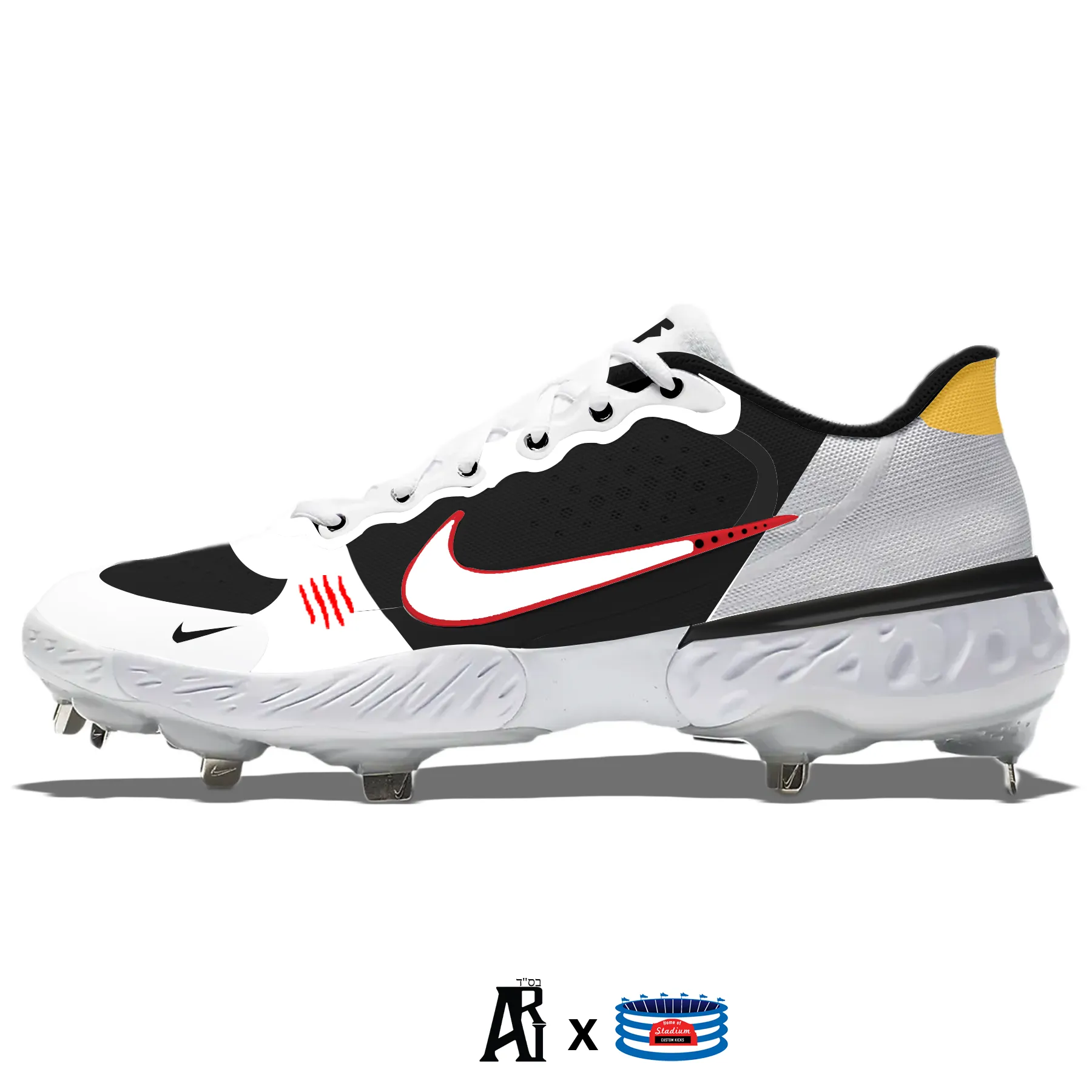 "Reverse MMA" Nike Alpha Huarache Elite 3 Low Cleats by Stadium Custom Kicks