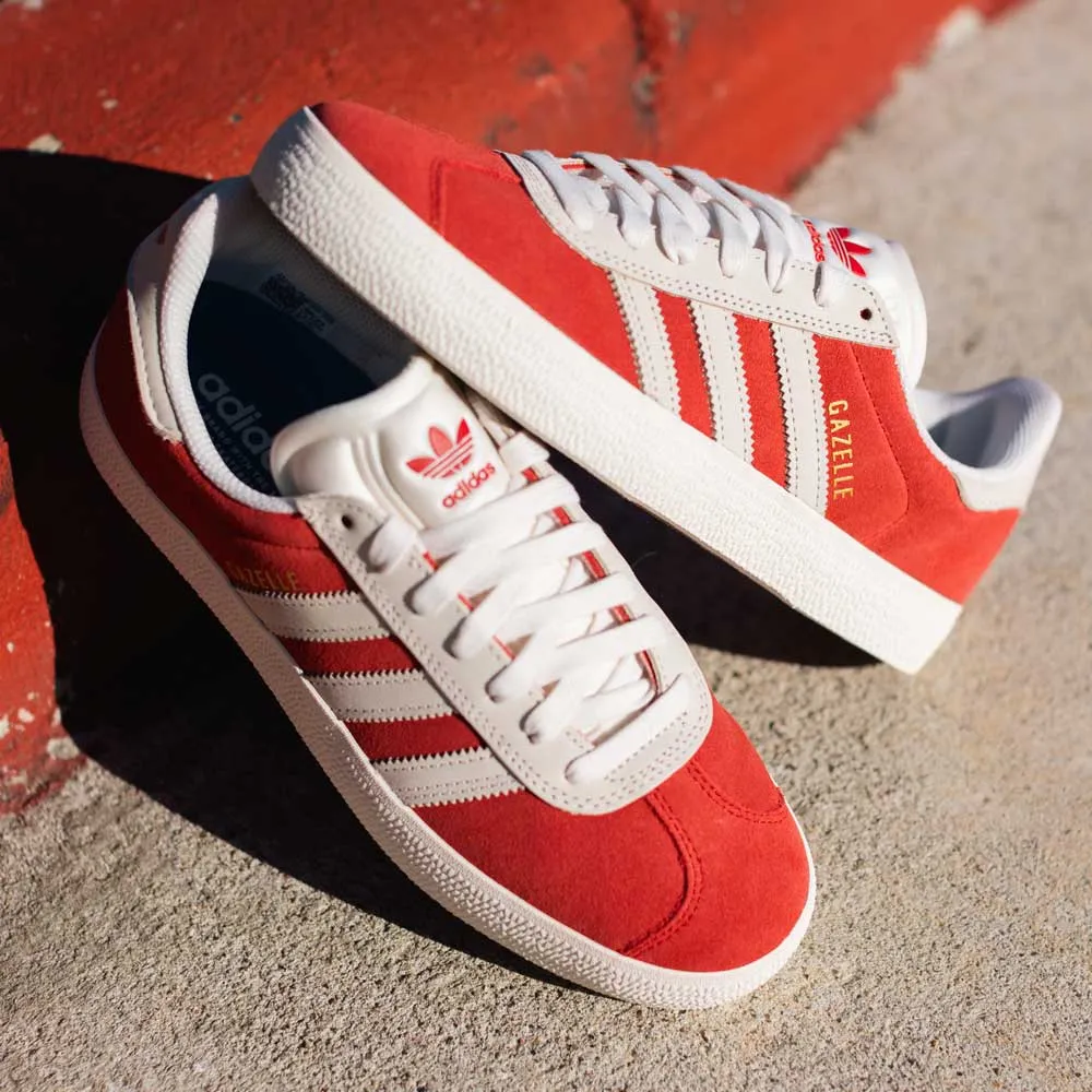 Red White Gold Gazelle ADV Adidas Skateboarding Suede Shoes