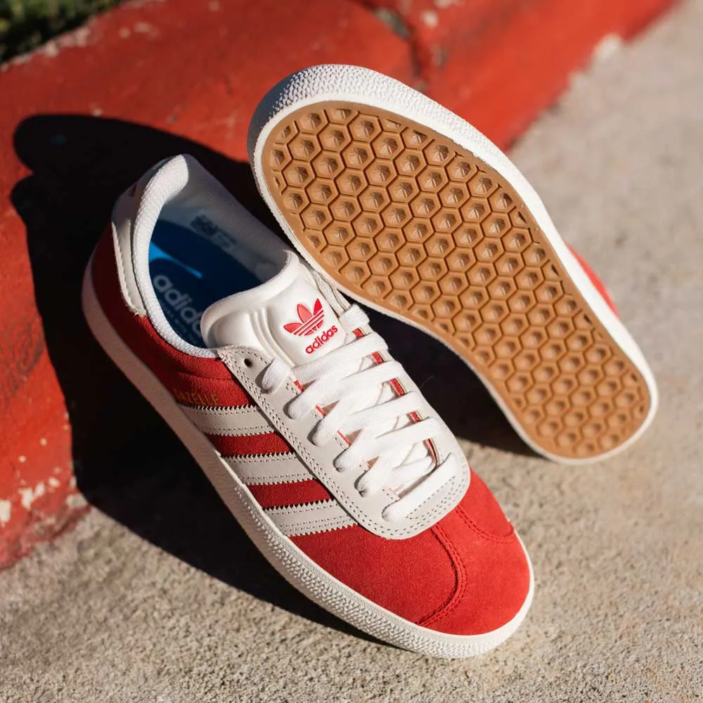 Red White Gold Gazelle ADV Adidas Skateboarding Suede Shoes