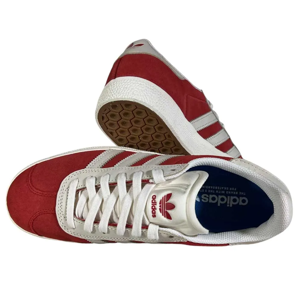 Red White Gold Gazelle ADV Adidas Skateboarding Suede Shoes