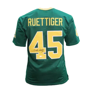 Rudy Ruettiger Autographed College Style Football Jersey Green JSA