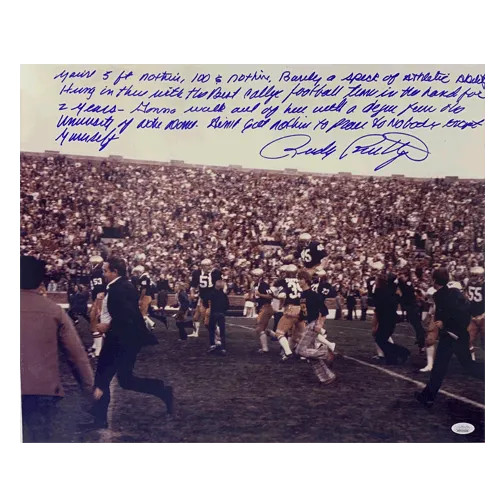 Rudy Ruettiger Notre Dame Football Autographed 16X20 Photograph With Paragraph Inscription (JSA)