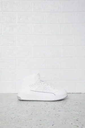 Senior Boys White Material Block Hightop Sneakers