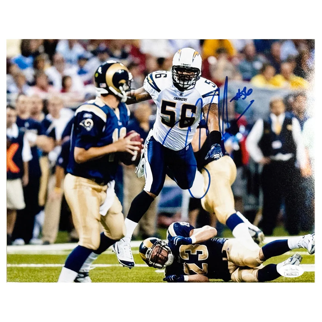 Shawne Merriman Signed San Diego Pose 2 Football 8x10 Photo (JSA)