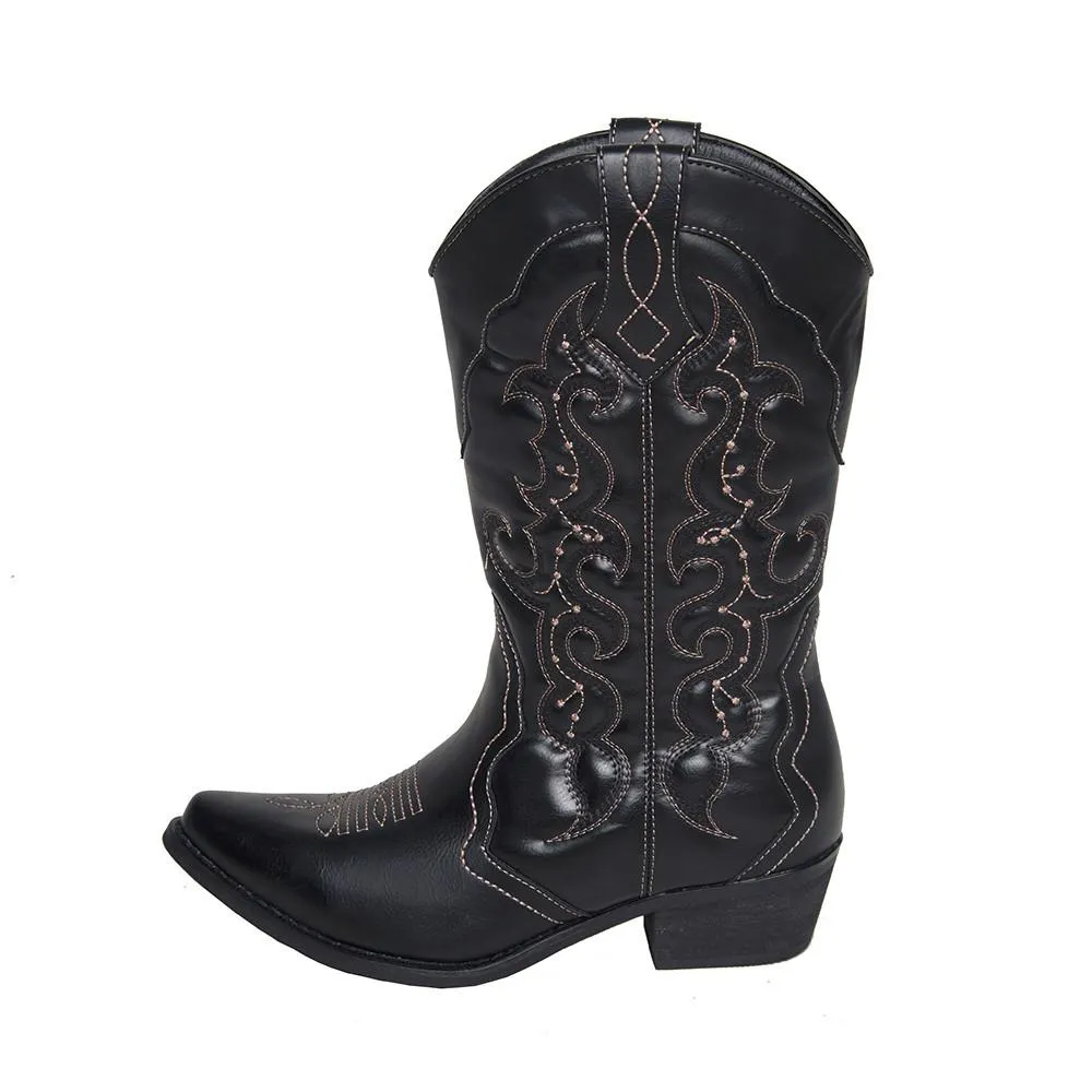 SheSole Wedding Cowgirl Boots Black