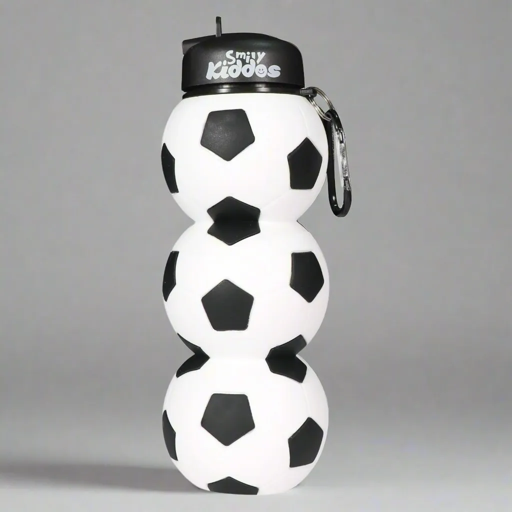 Smily Kiddos Silicone Football Water Bottle Black & White