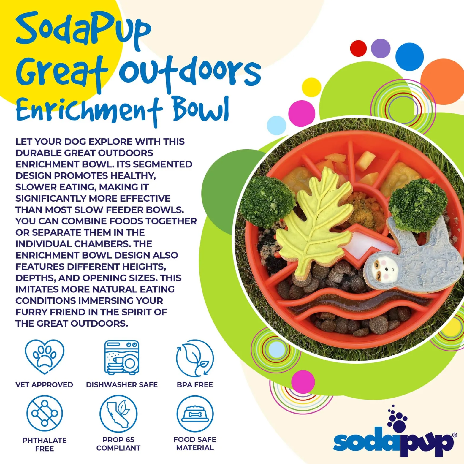 SodaPup Enriching Slow Feeder Great Outdoors Ebowl for Dogs Green