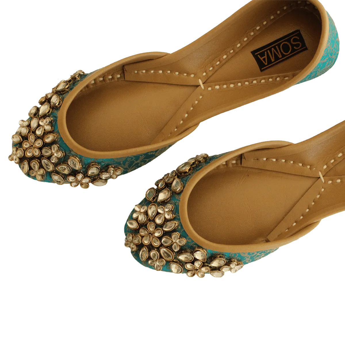 Soma - Kundan Green Hand Crafted Footwear