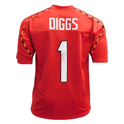 Stefon Diggs Autographed Red College Football Jersey (JSA)