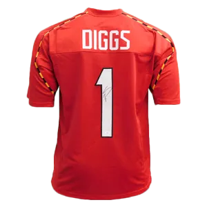 Stefon Diggs Autographed Red College Football Jersey (JSA)