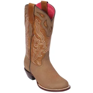 Tan Round Toe Cowgirl Boots