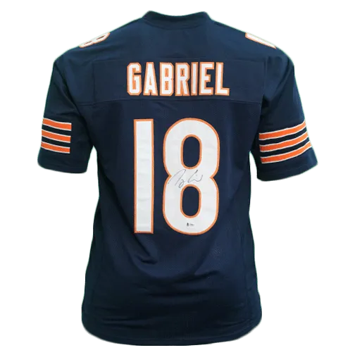 Taylor Gabriel Pro Style Autographed Football Jersey Blue (Beckett)