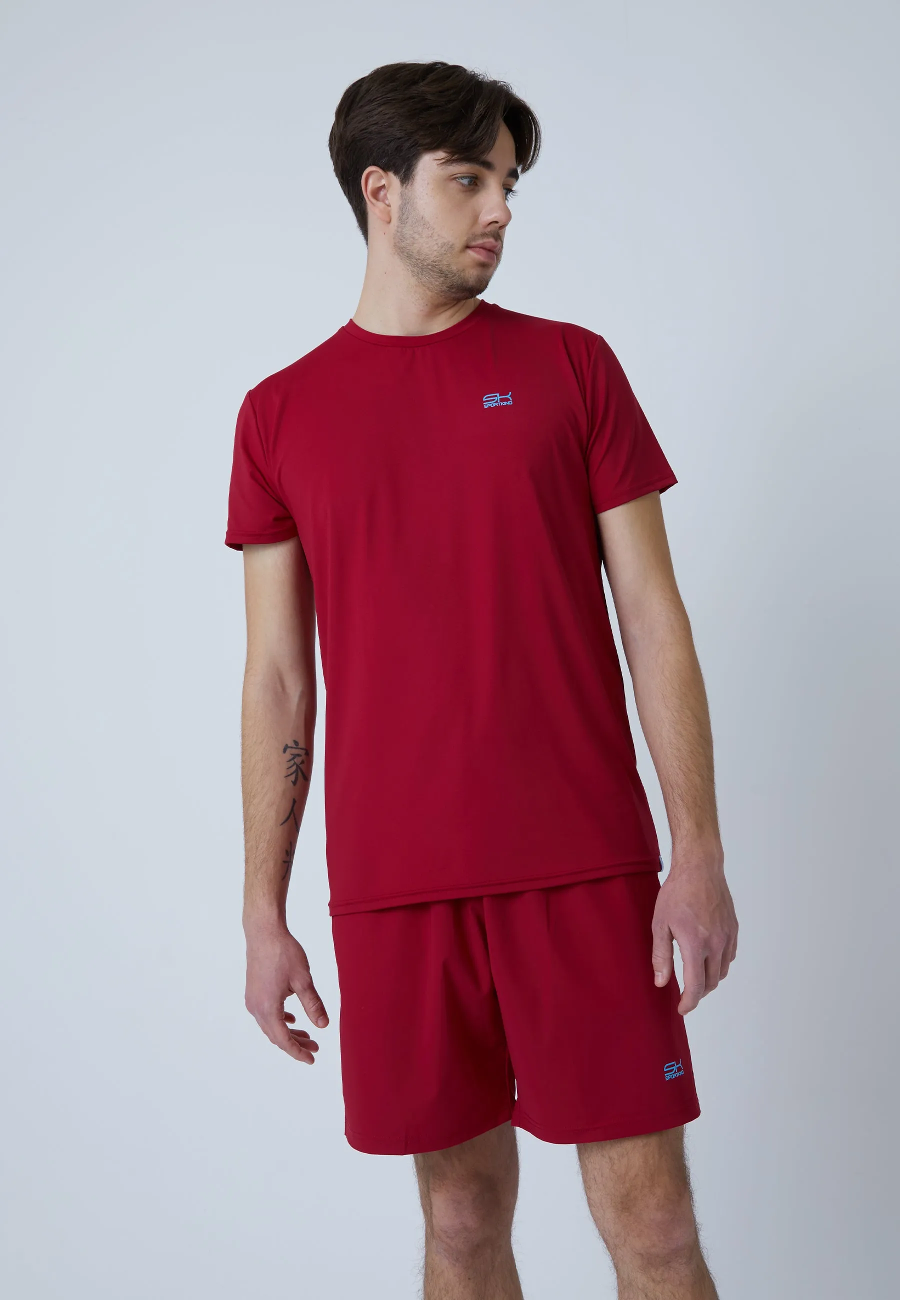 Tennis T-Shirt with crew neck, burgundy red