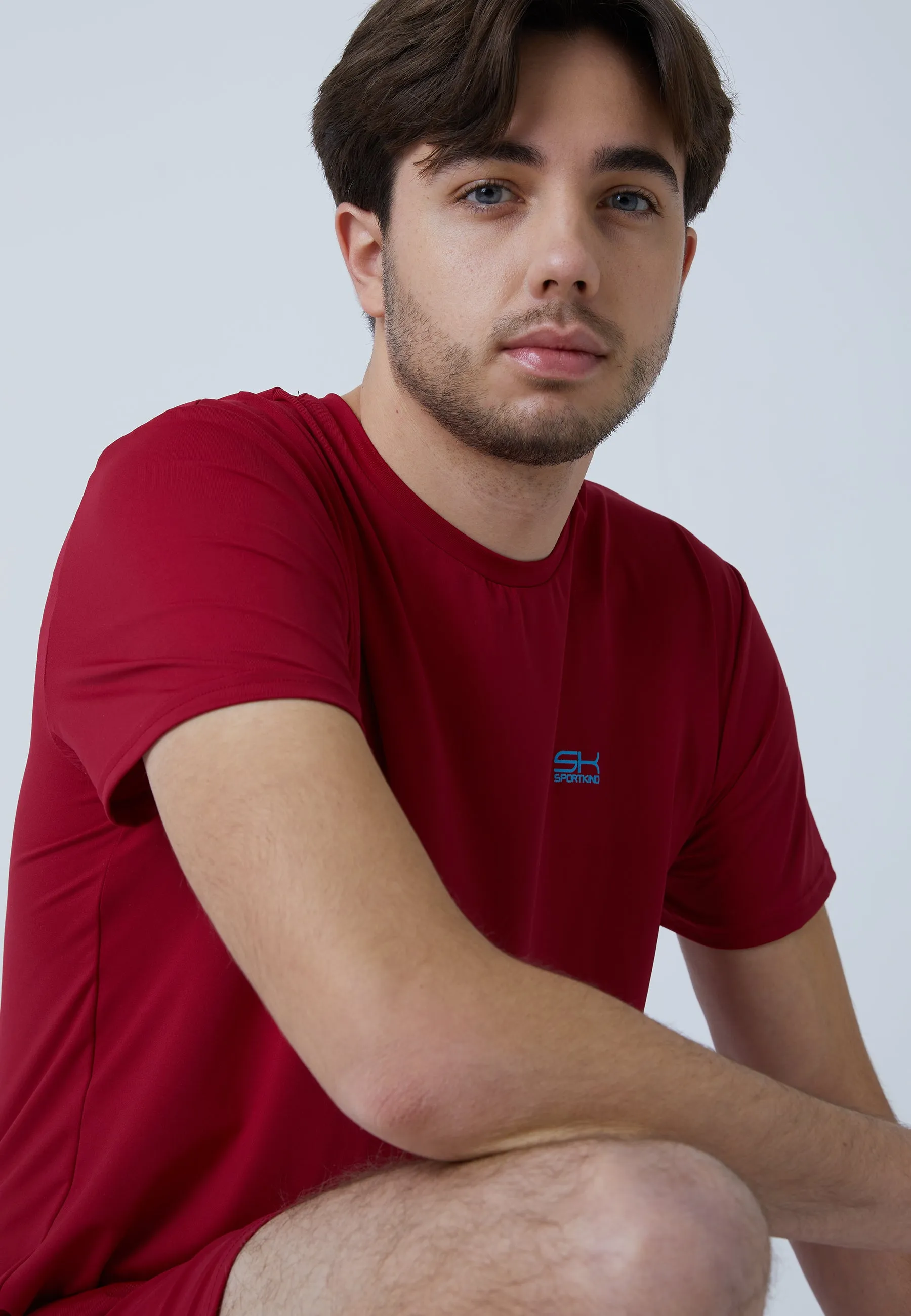 Tennis T-Shirt with crew neck, burgundy red