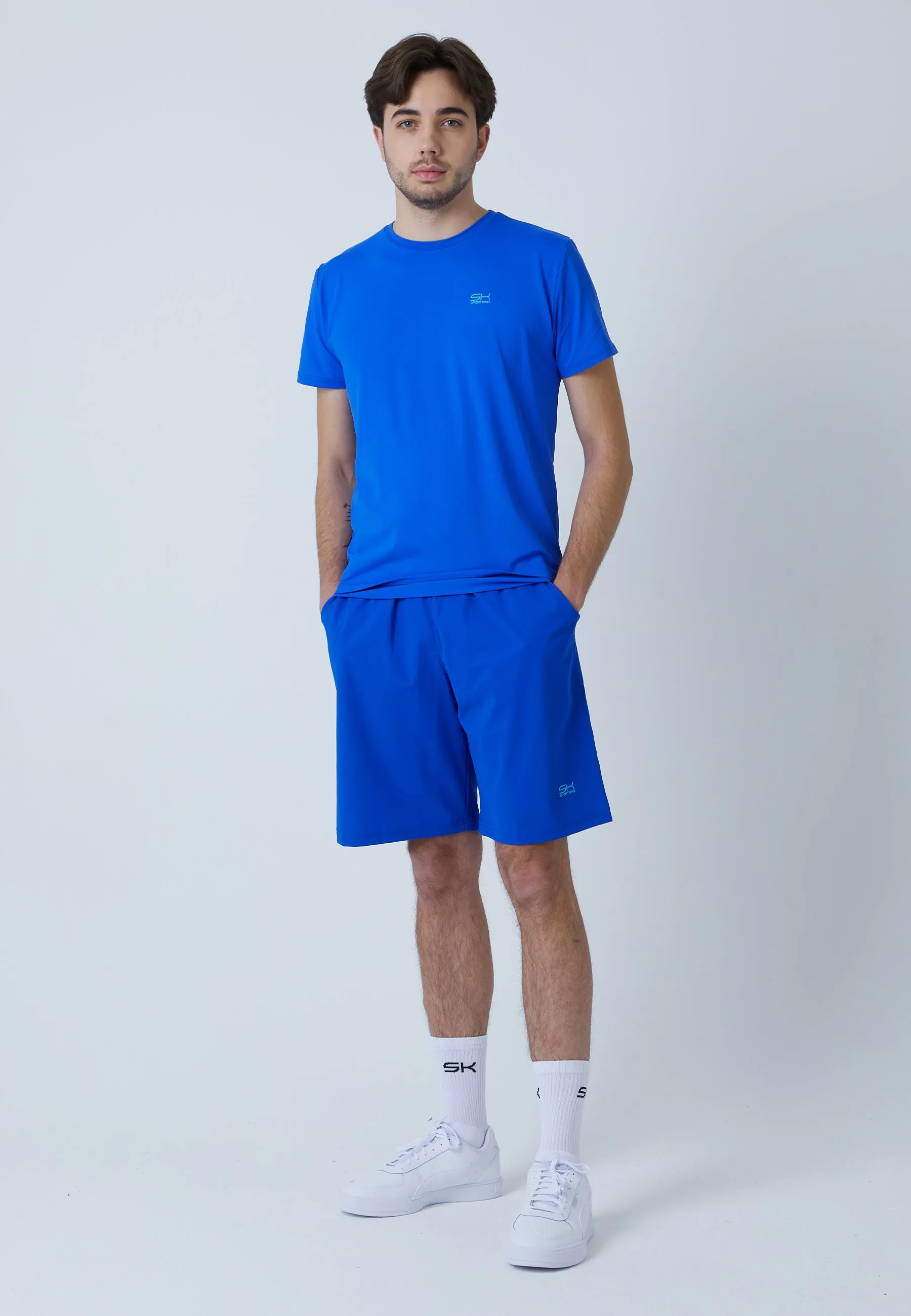 Tennis T-Shirt with crew neck, cobalt blue