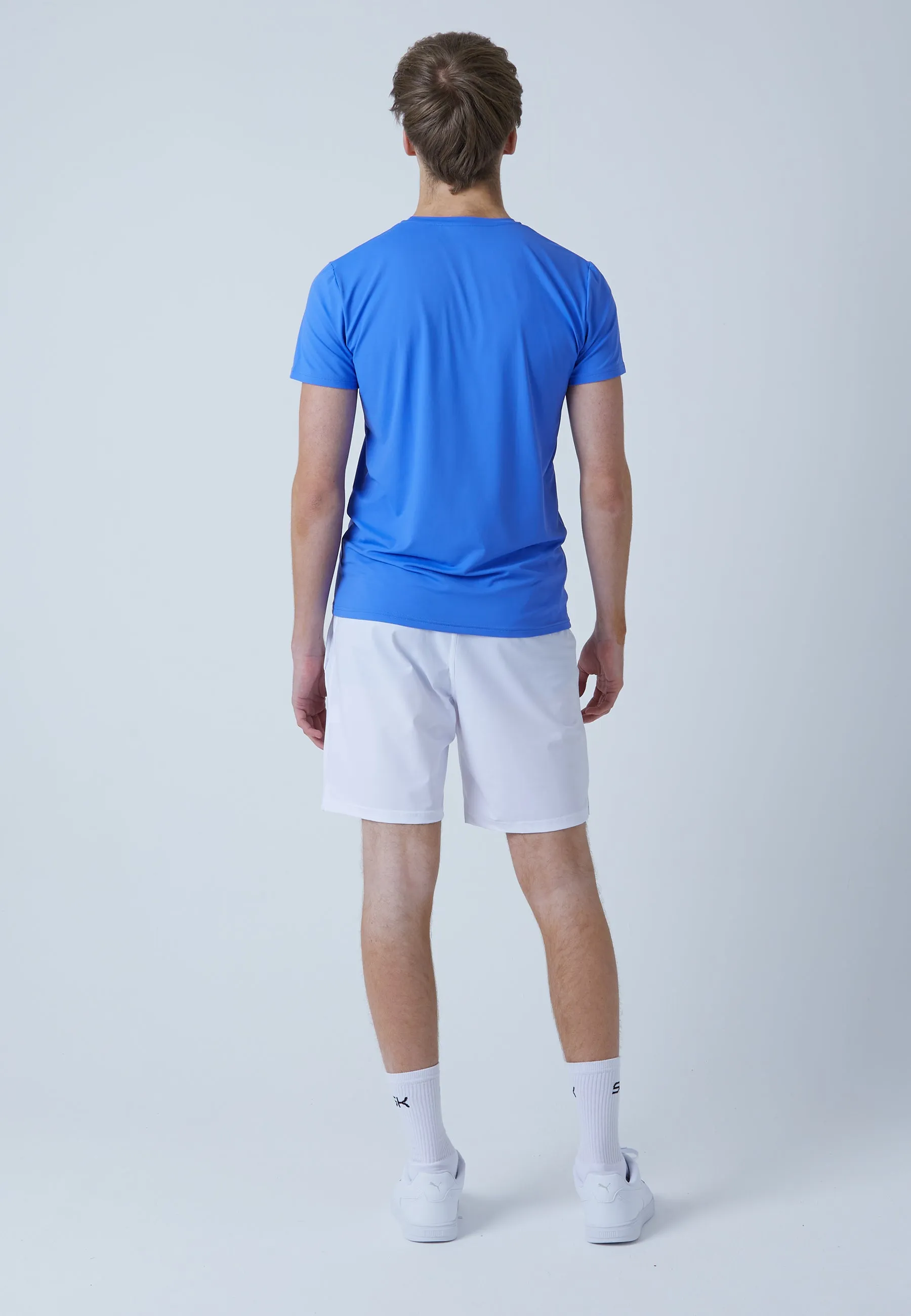 Tennis T-Shirt with crew neck, cornflower blue