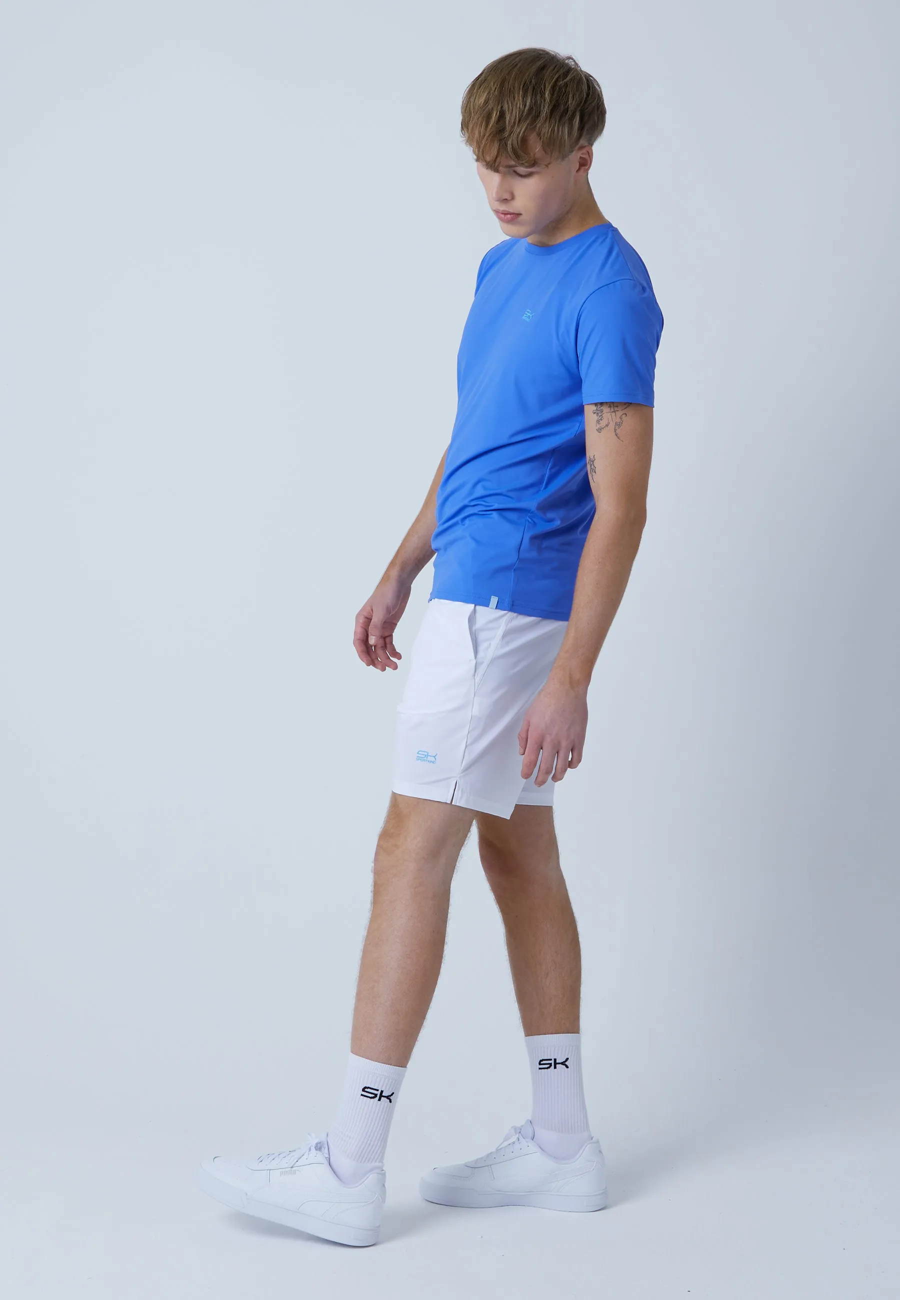 Tennis T-Shirt with crew neck, cornflower blue