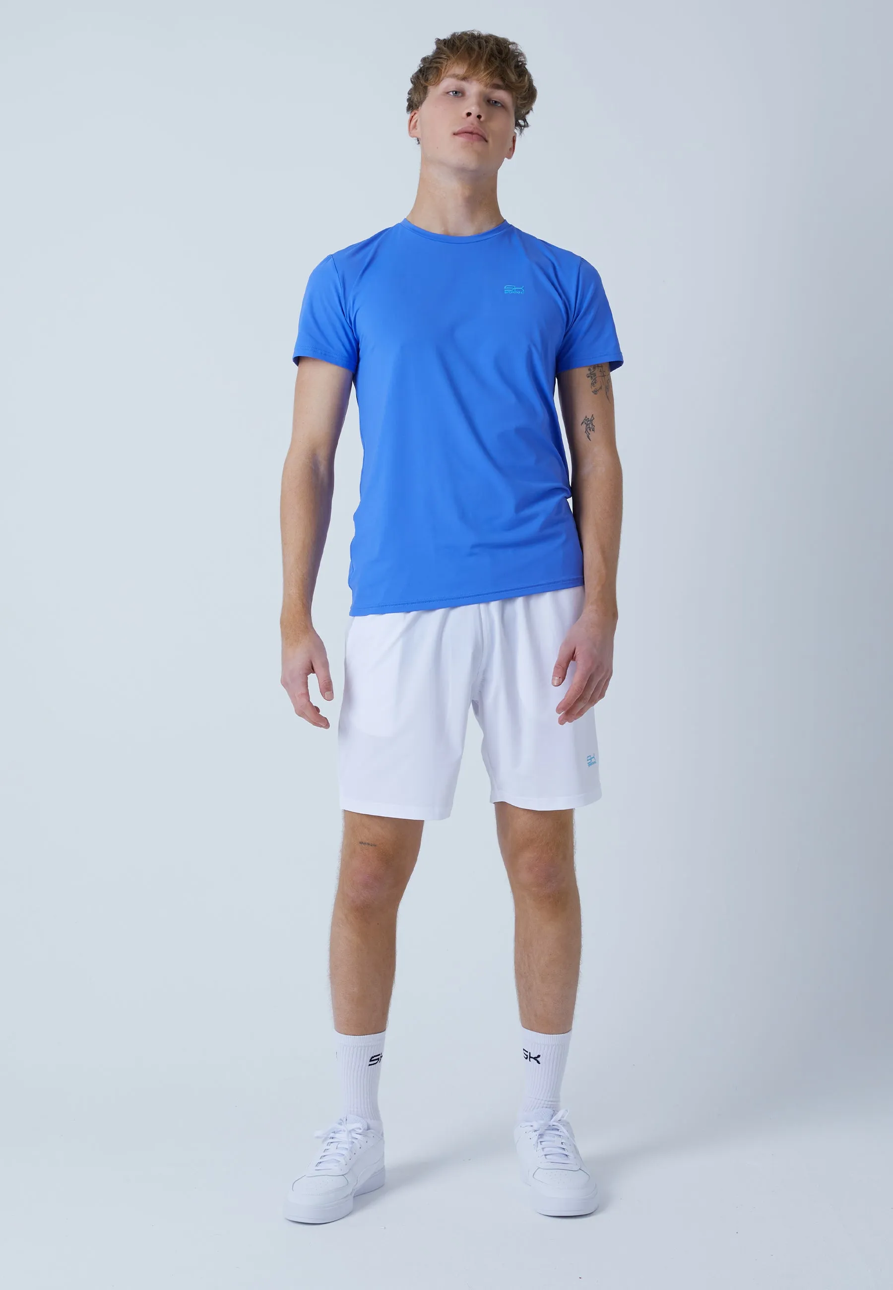 Tennis T-Shirt with crew neck, cornflower blue