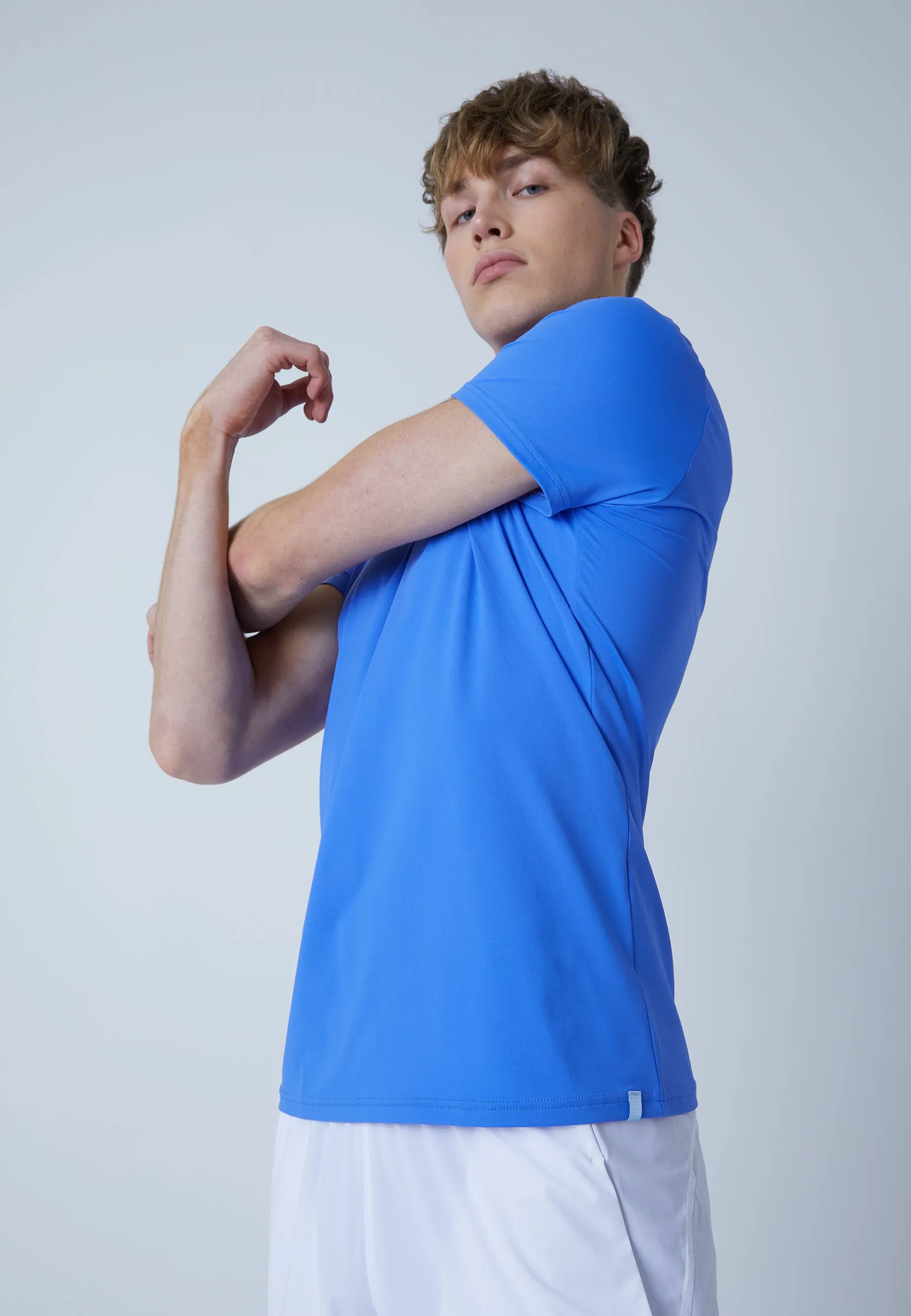 Tennis T-Shirt with crew neck, cornflower blue