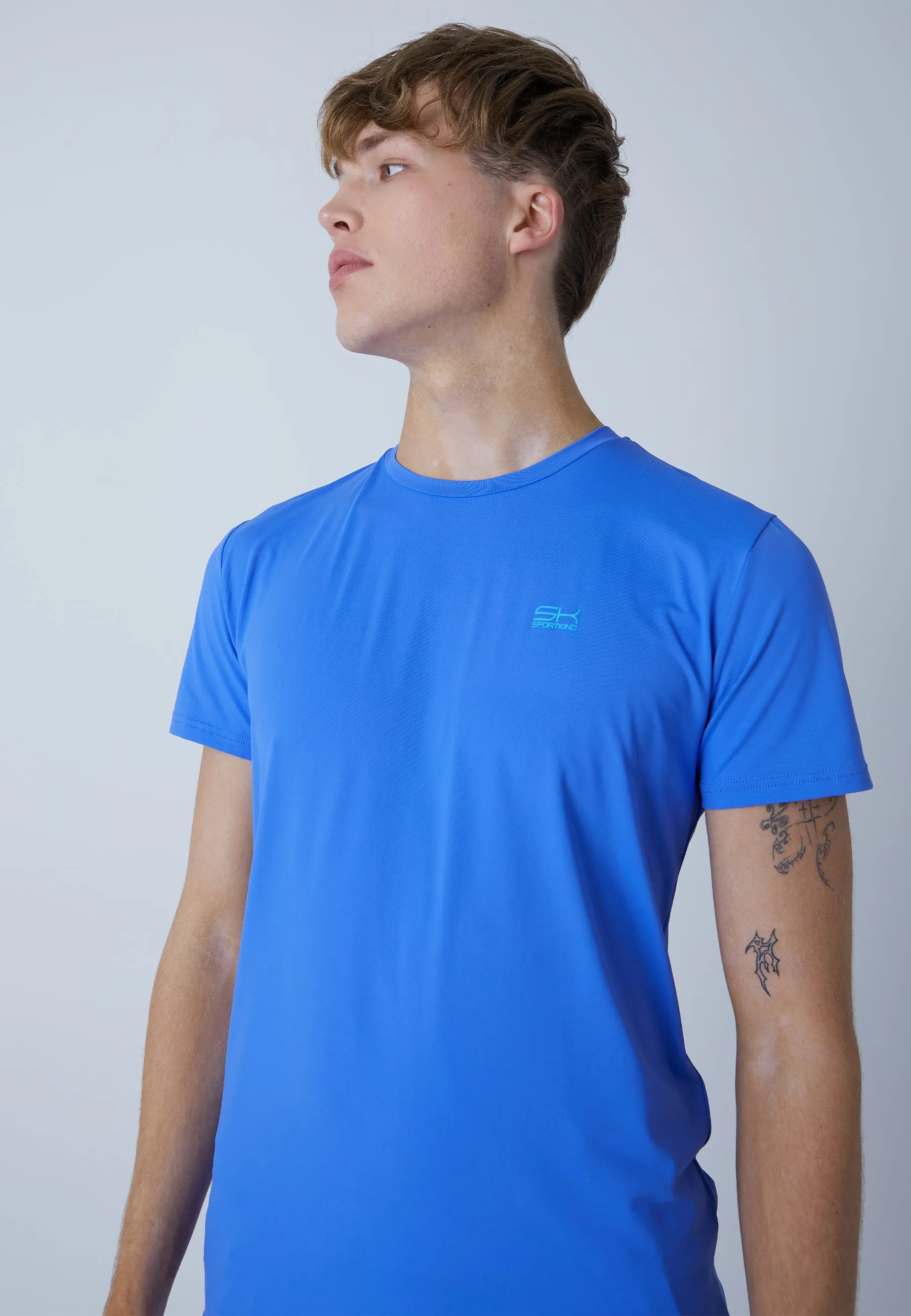 Tennis T-Shirt with crew neck, cornflower blue