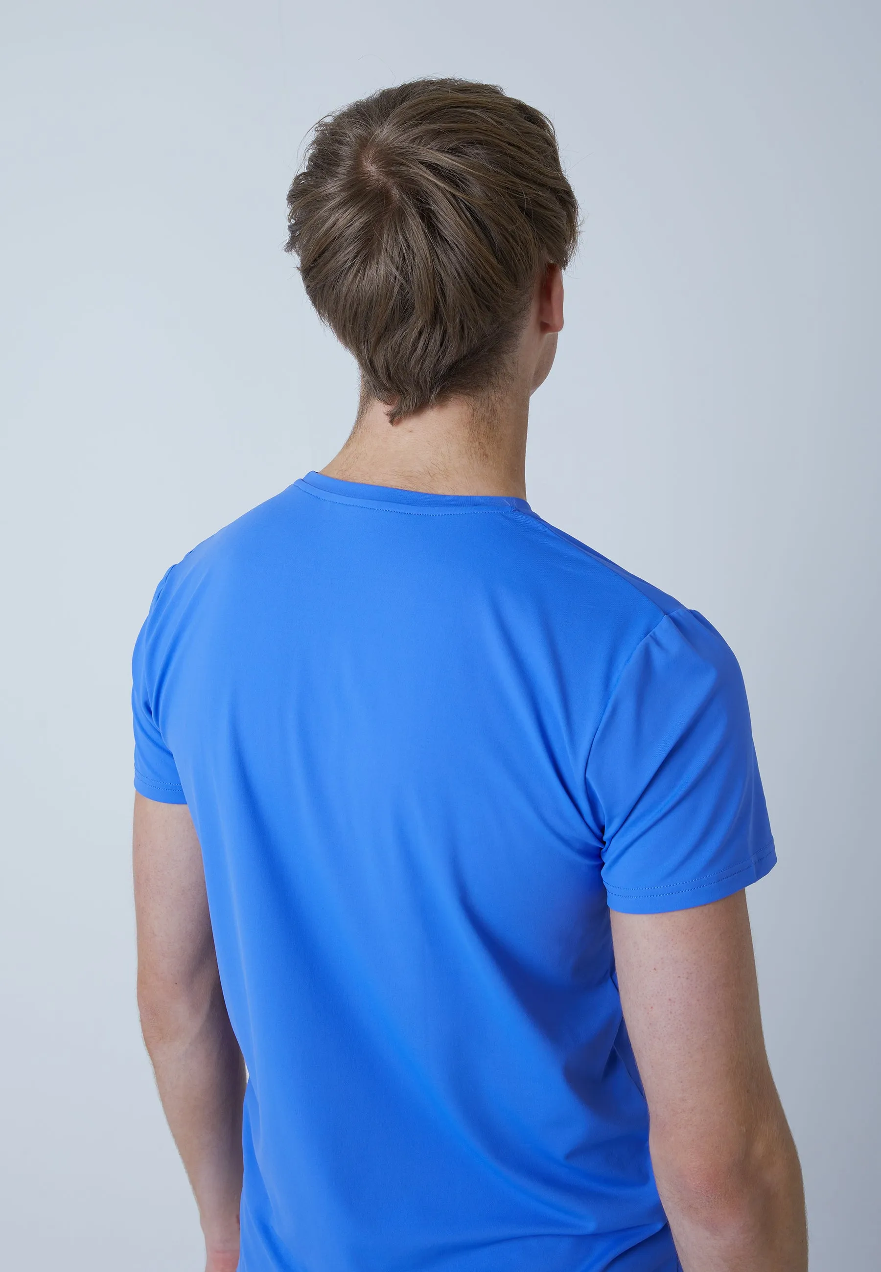 Tennis T-Shirt with crew neck, cornflower blue