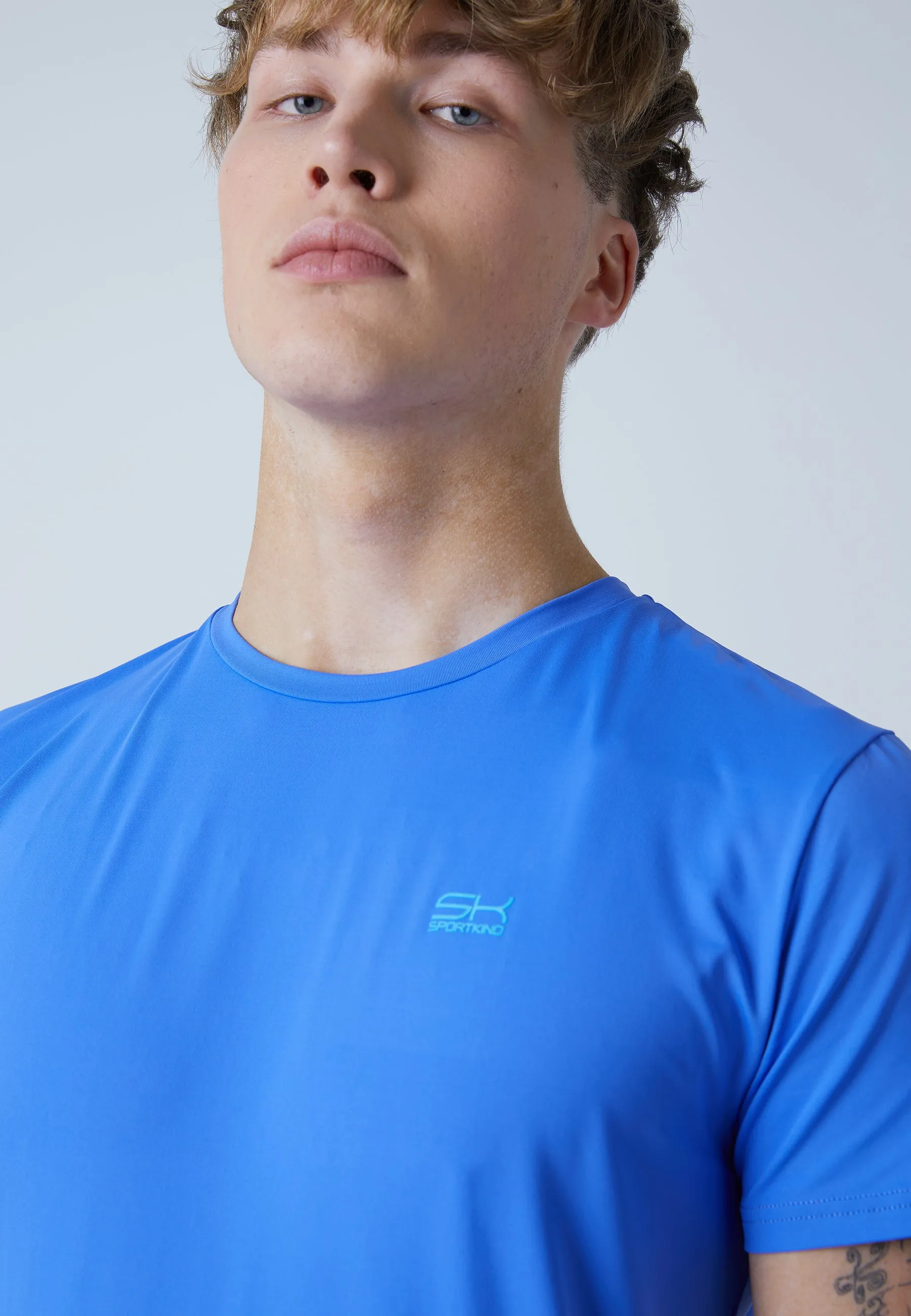 Tennis T-Shirt with crew neck, cornflower blue