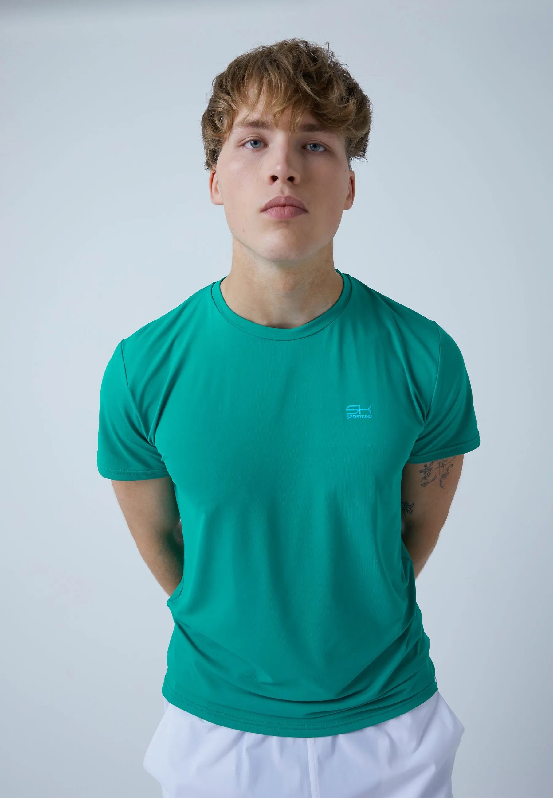 Tennis T-Shirt with crew neck, emerald green