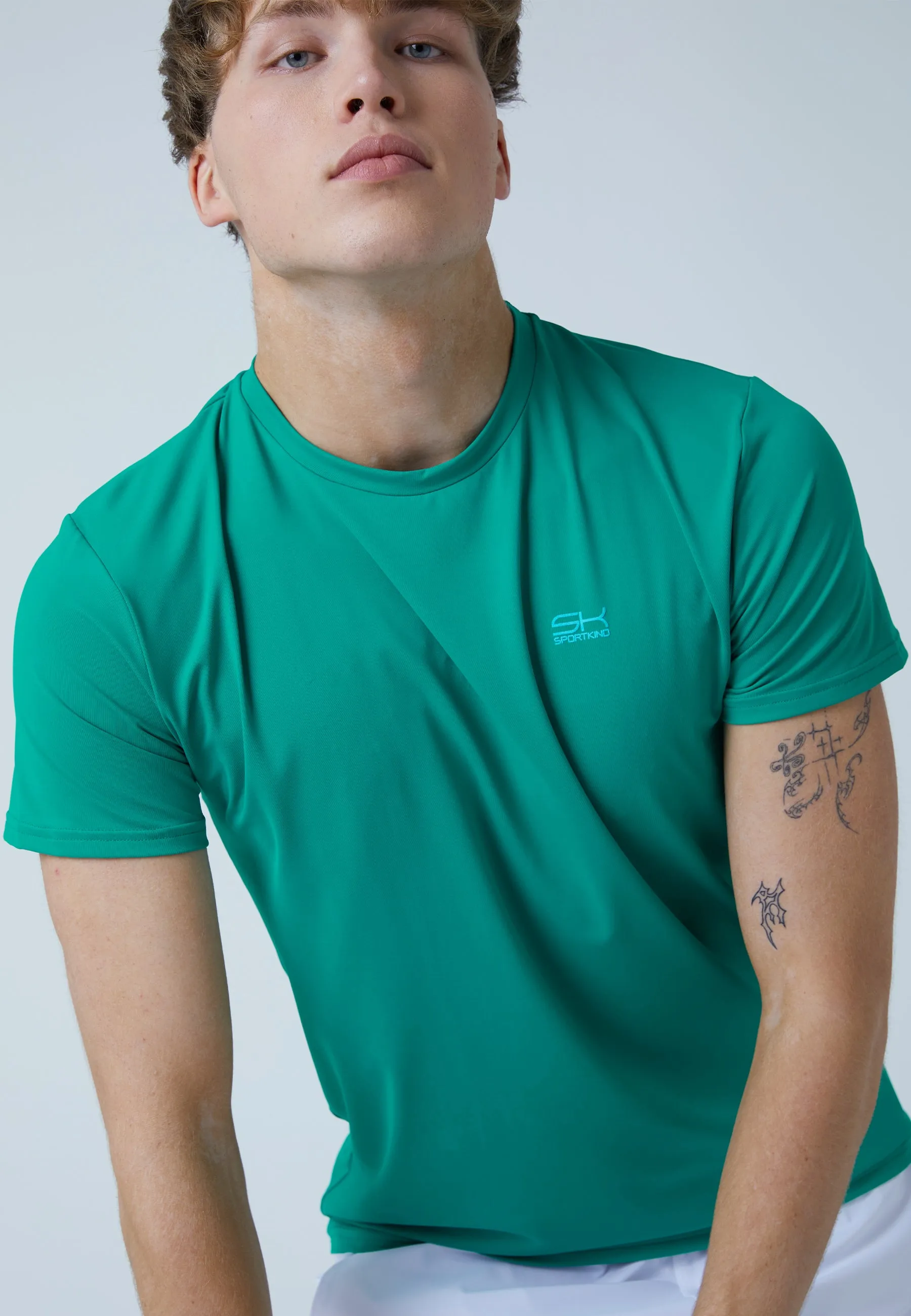 Tennis T-Shirt with crew neck, emerald green