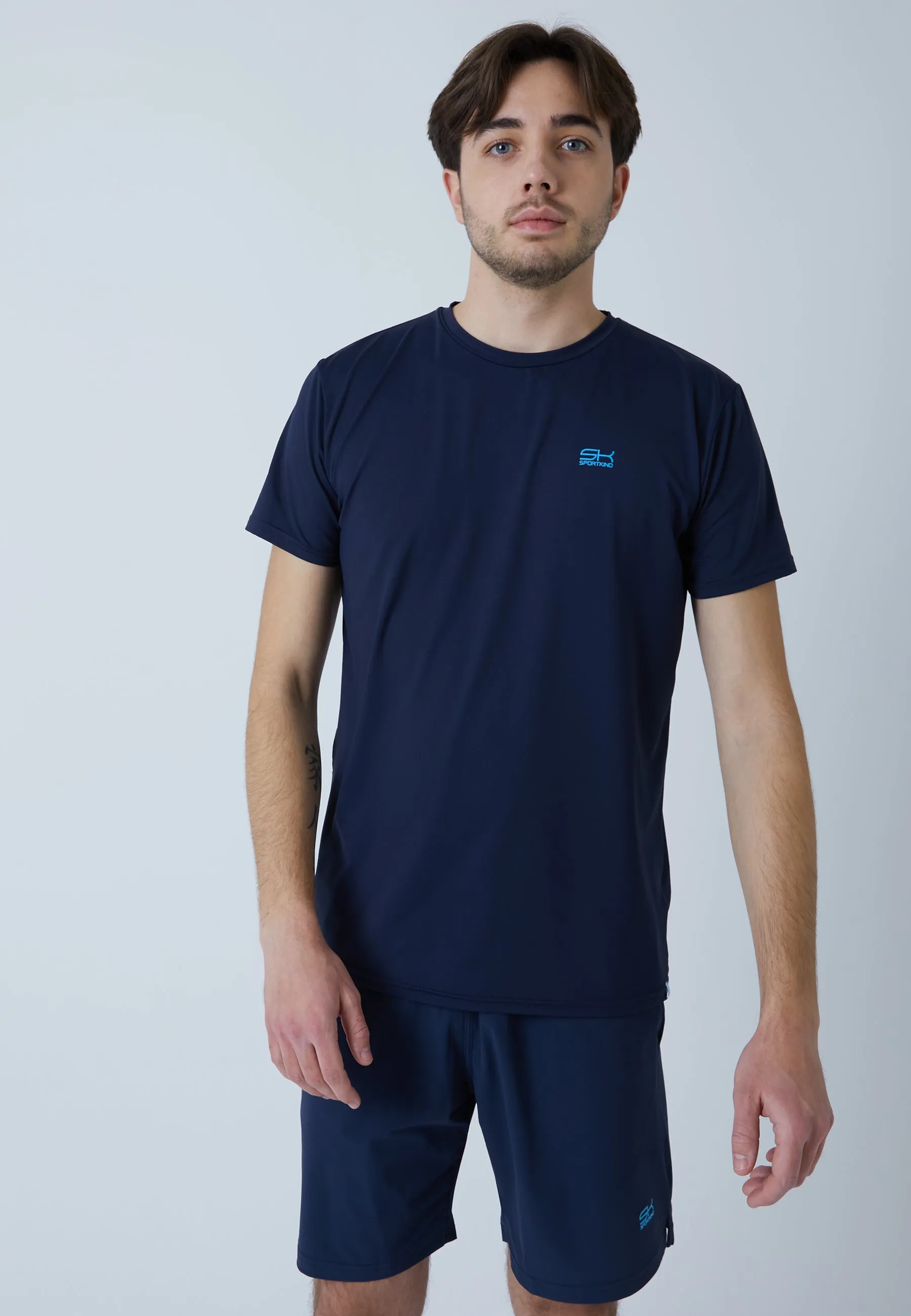 Tennis T-Shirt with crew neck, navy blue