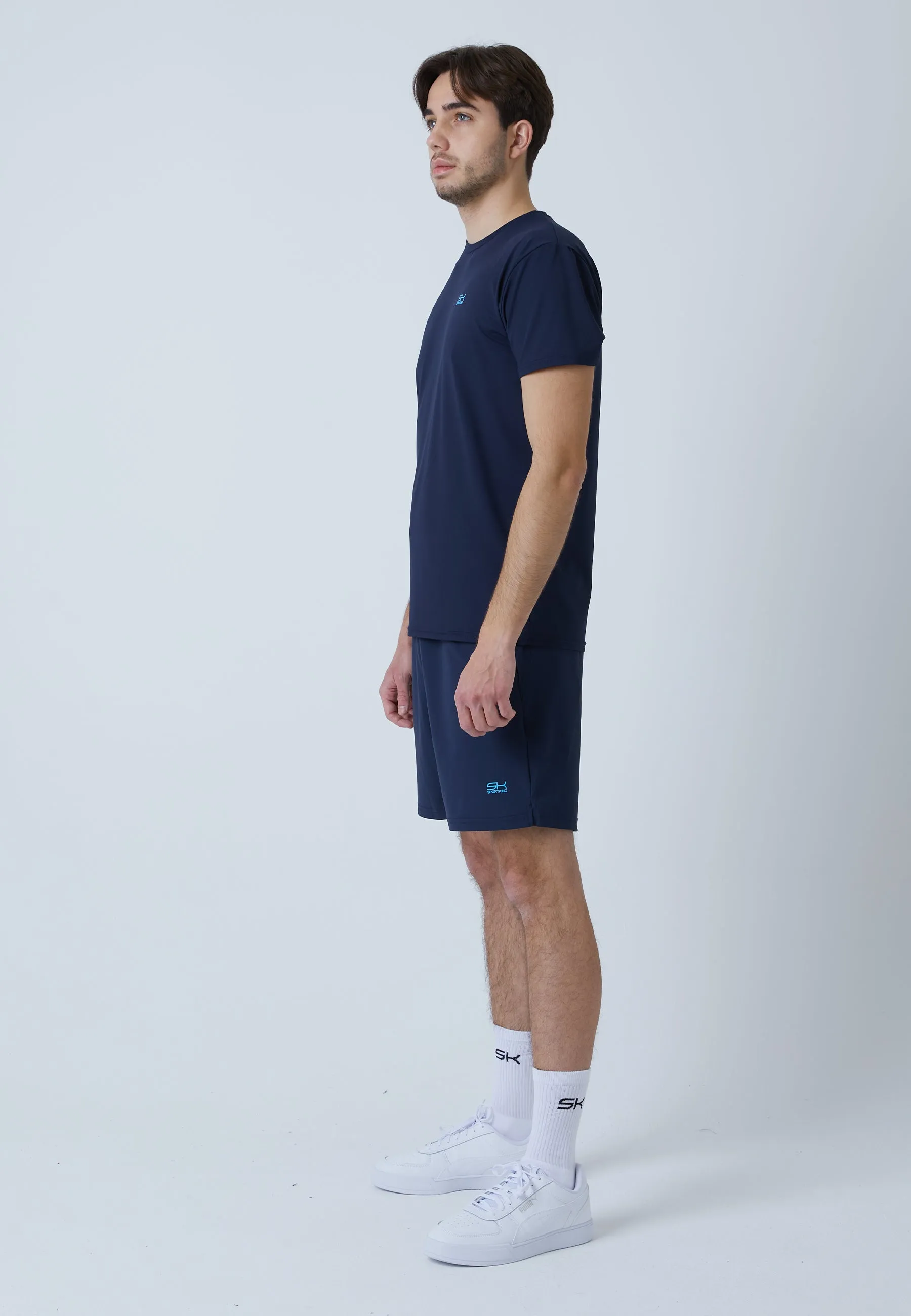 Tennis T-Shirt with crew neck, navy blue