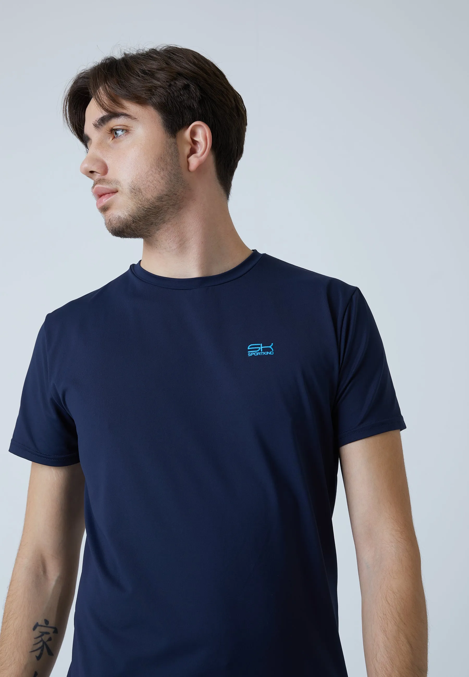 Tennis T-Shirt with crew neck, navy blue