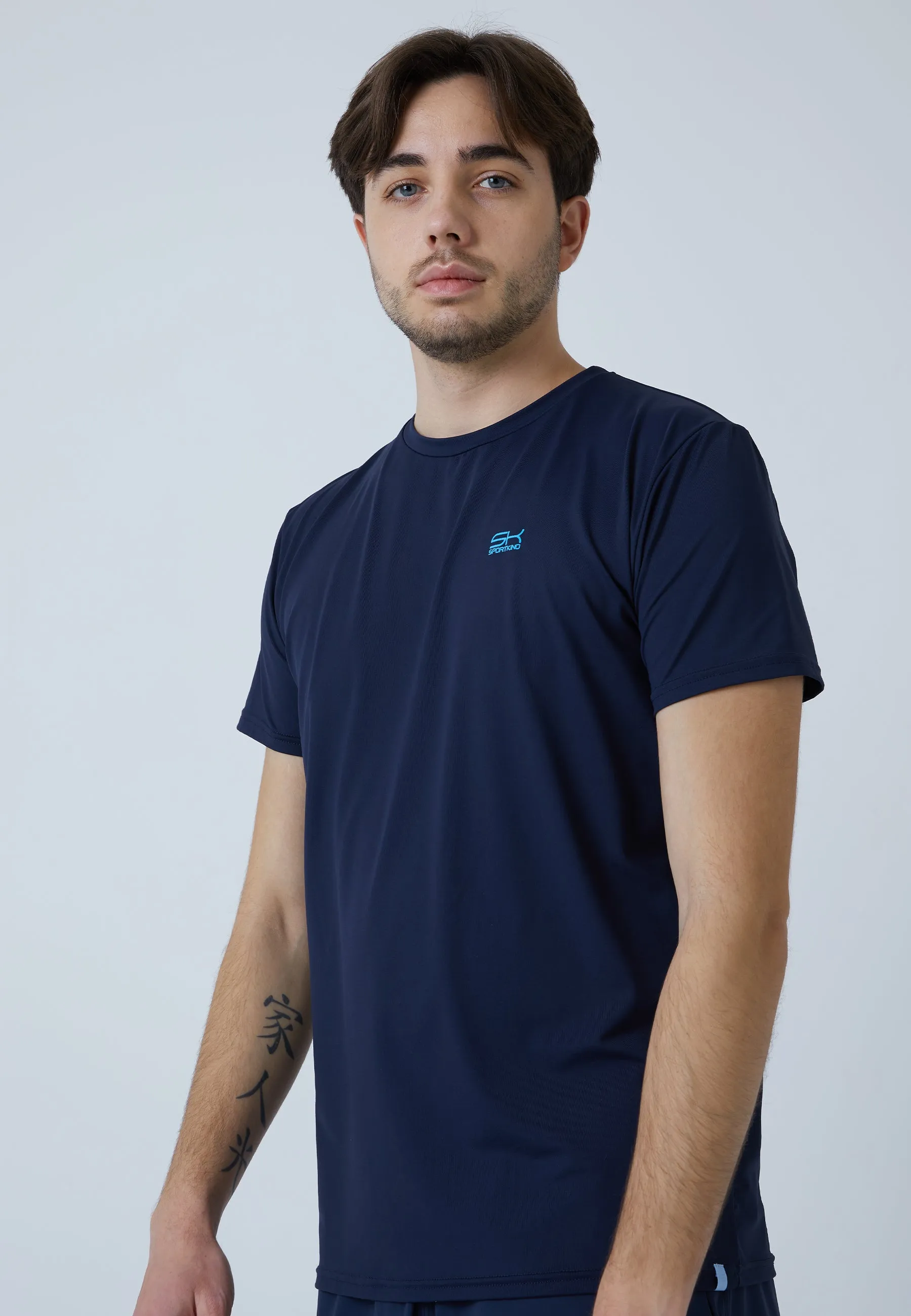 Tennis T-Shirt with crew neck, navy blue