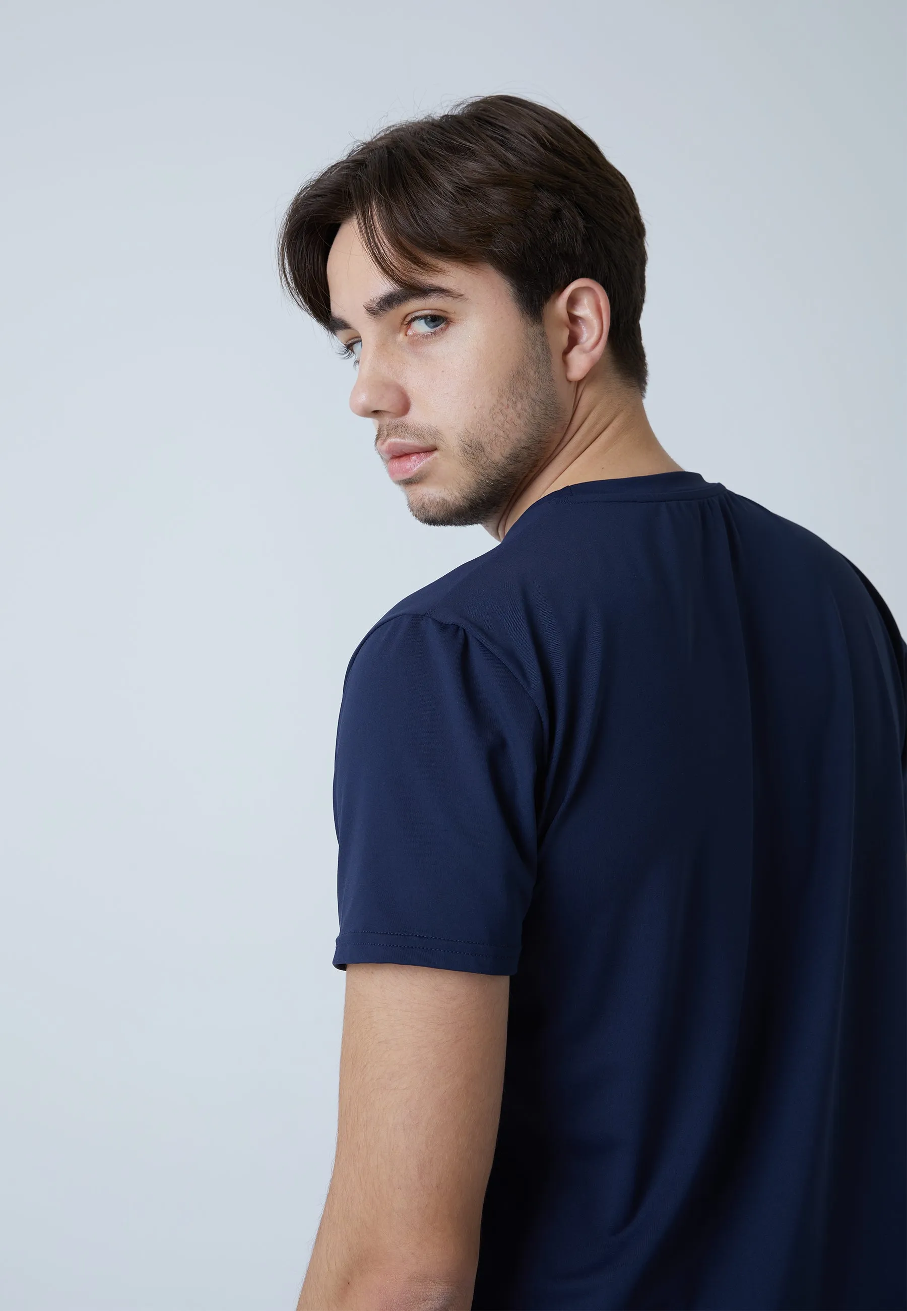 Tennis T-Shirt with crew neck, navy blue