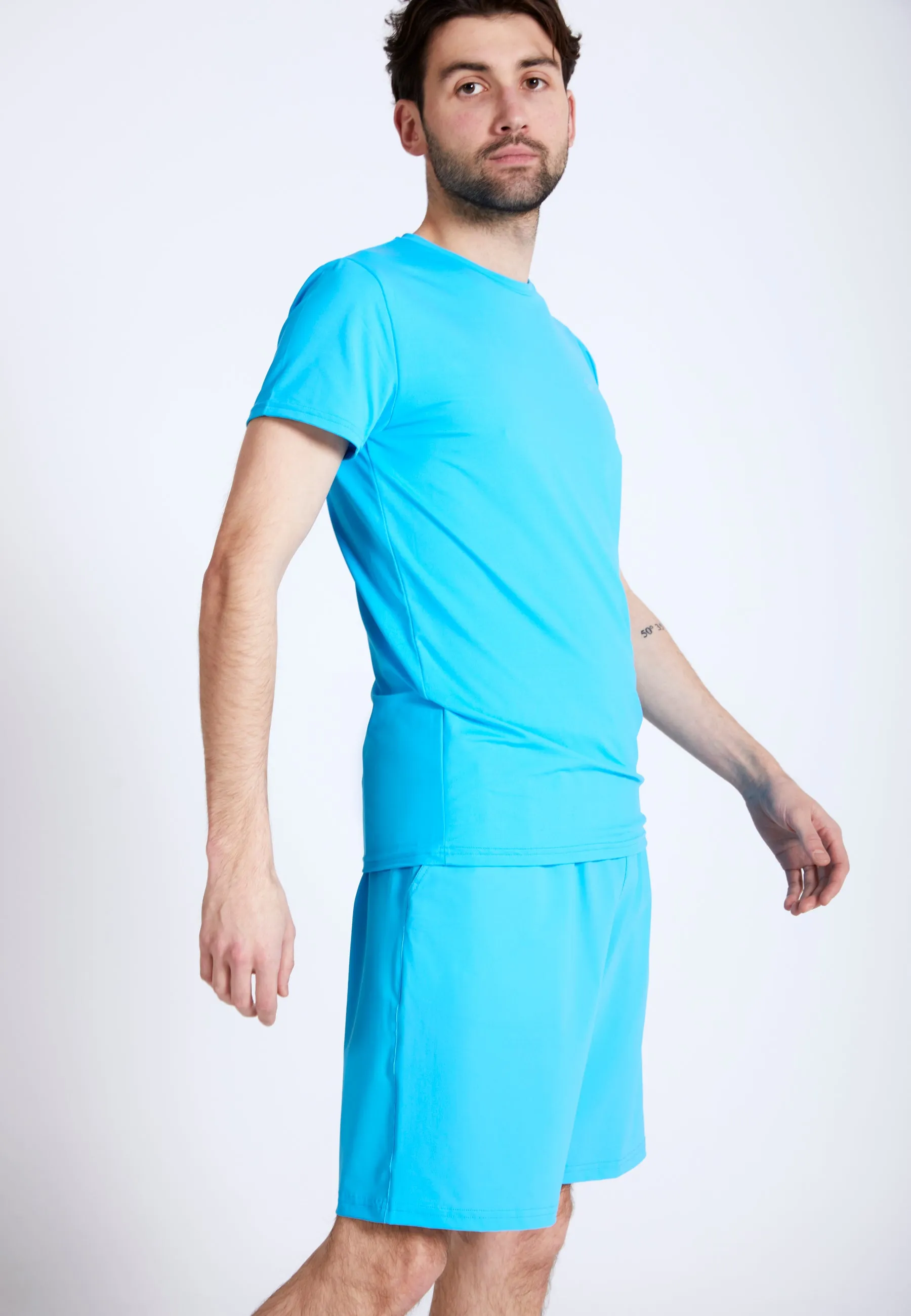 Tennis T-Shirt with crew neck, turquoise