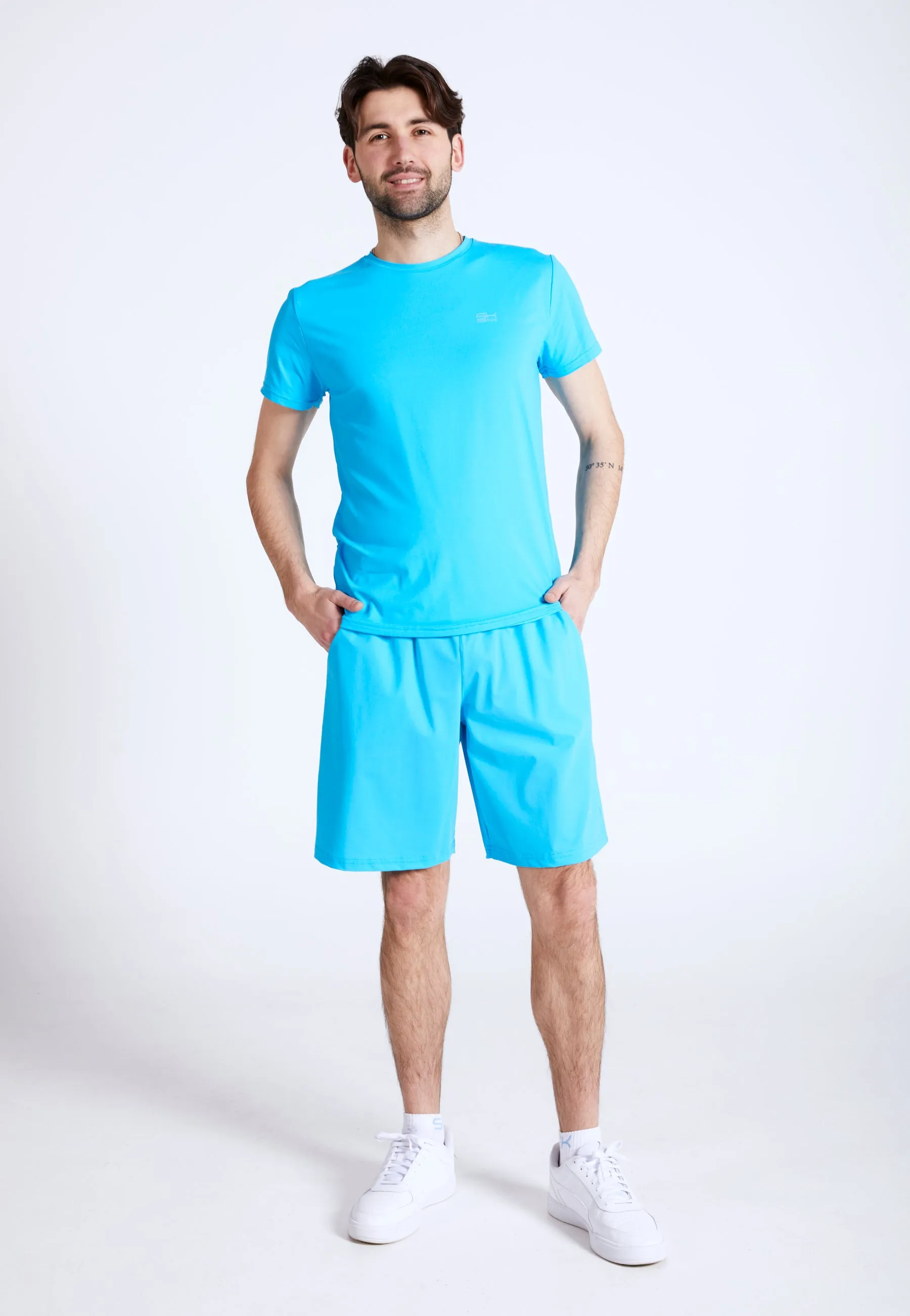 Tennis T-Shirt with crew neck, turquoise