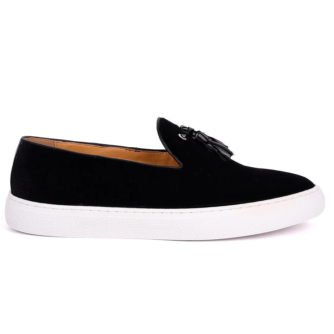 Terry Taylors Tassel Designed Black Suede Leather Men's Sneaker Shoe