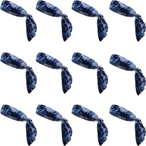 Tie-Dye Blue Tie Headbands - 12 Pack