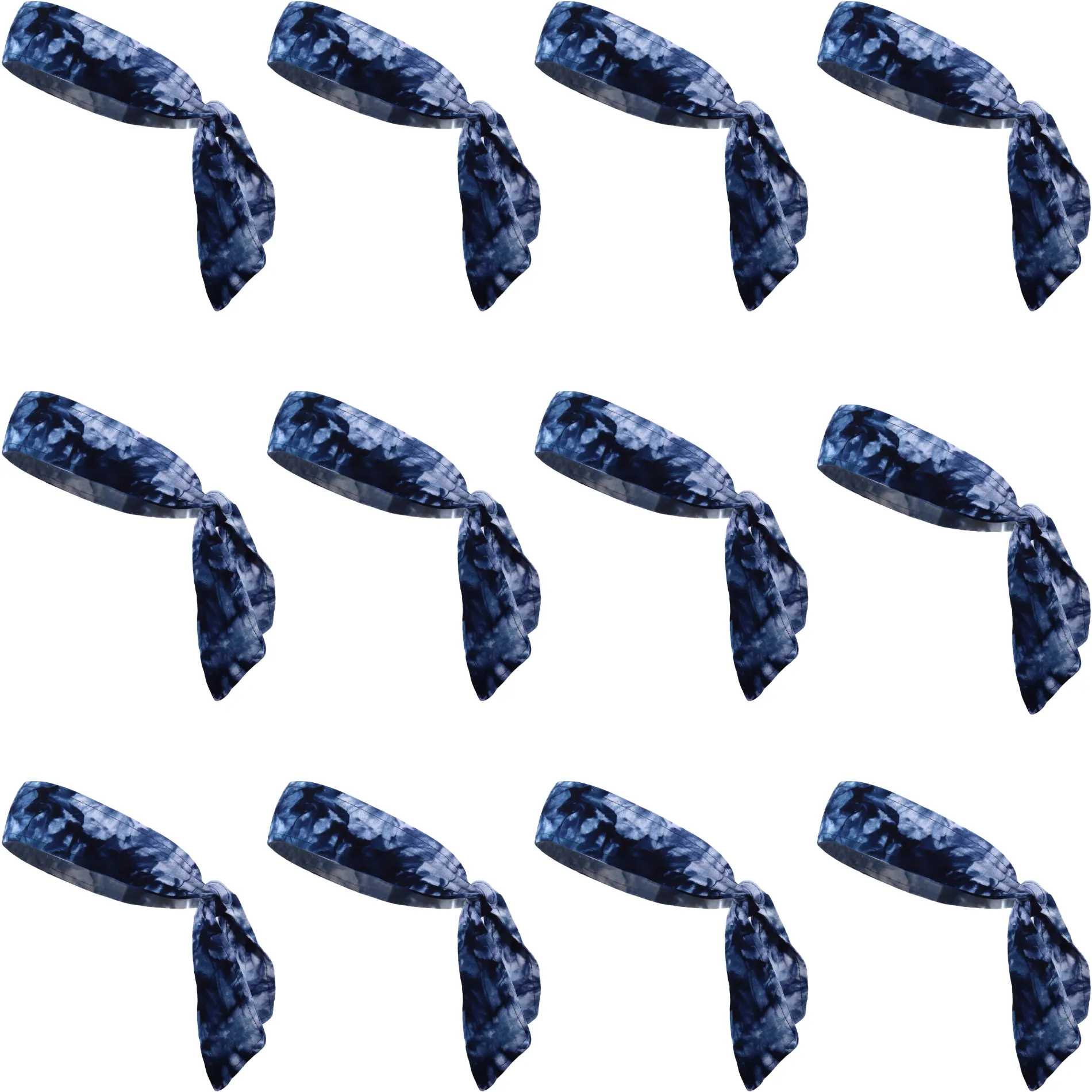 Tie-Dye Blue Tie Headbands - 12 Pack