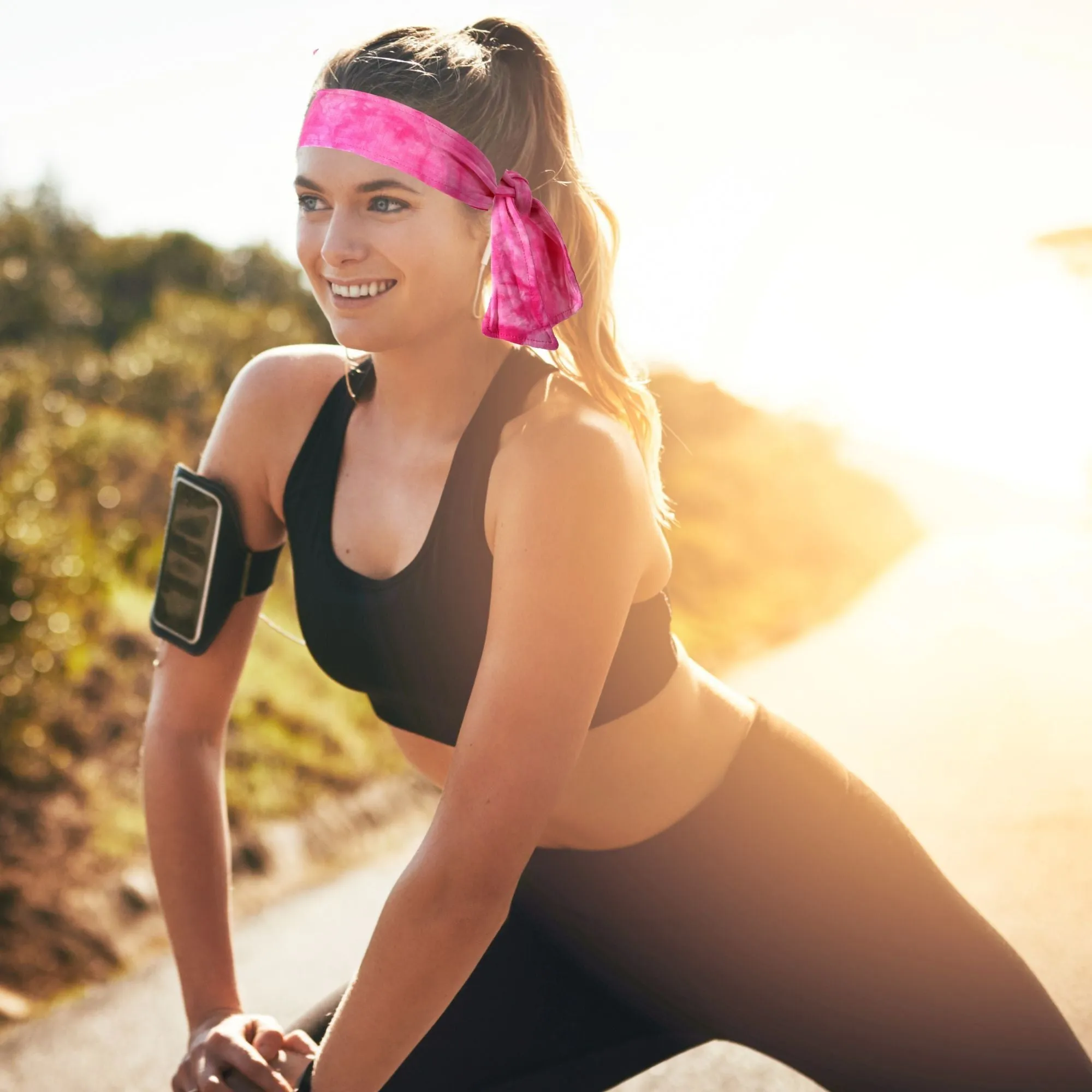 Tie-Dye Pink Tie Headbands - 12 Pack