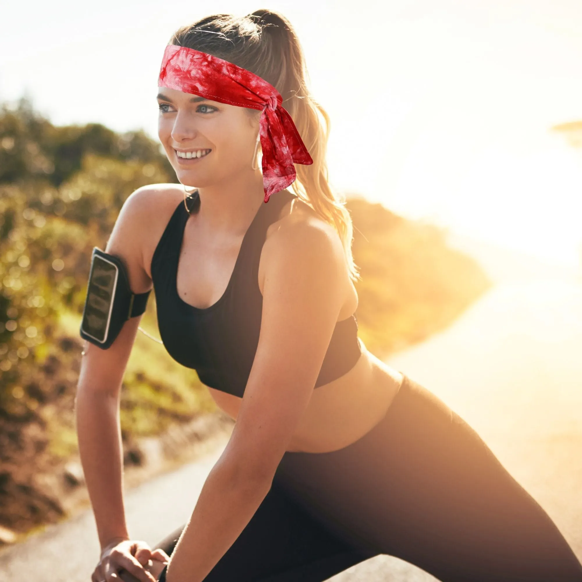 Tie-Dye Red Tie Headbands - 12 Pack