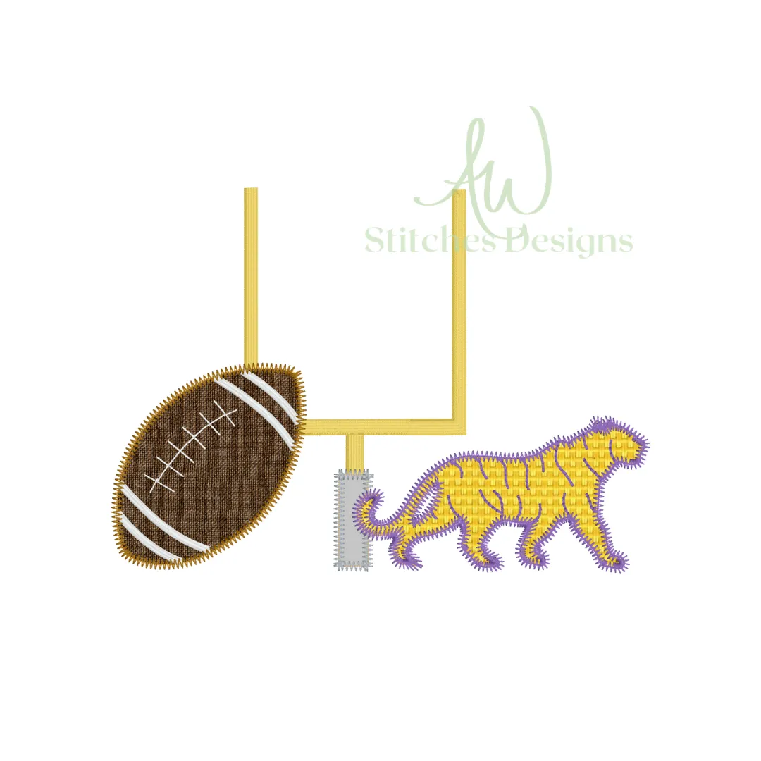 Tiger Football Zig Zag Applique