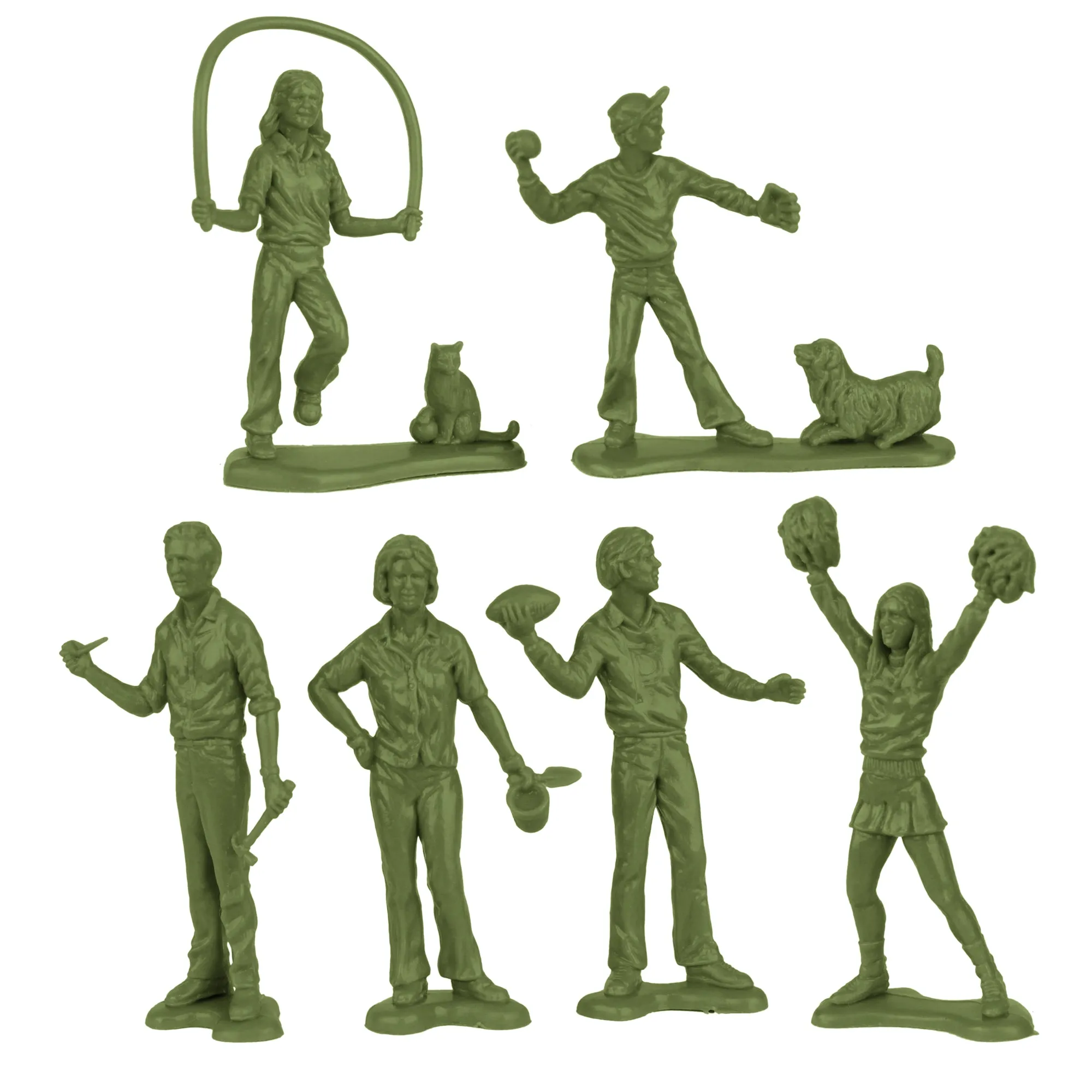 Tim Mee PEOPLE Play Figures - OD Green, Tan & Gray 18pc Playset - Made in USA