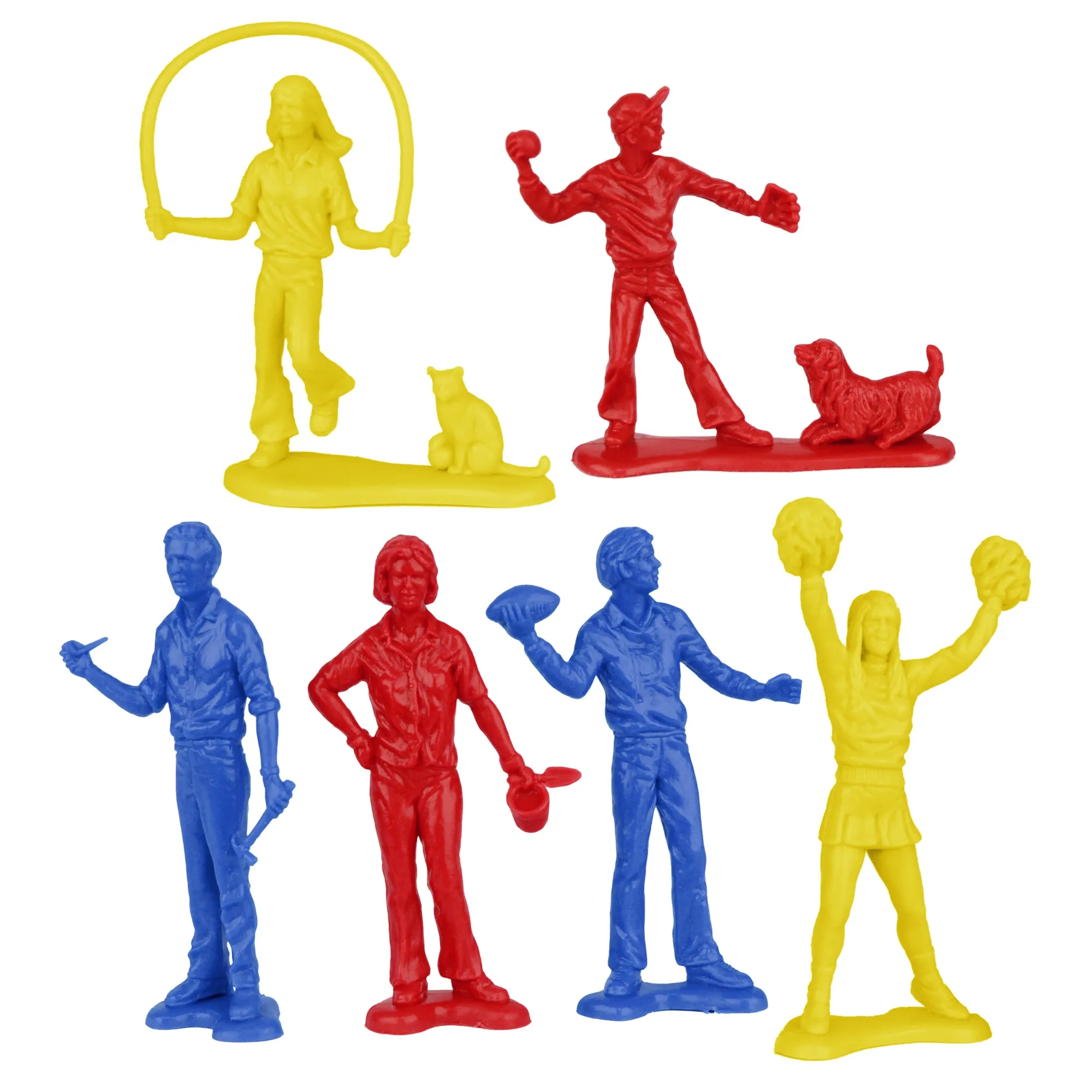 Tim Mee PEOPLE Play Figures - Yellow, Red, & Blue 18pc Playset - Made in USA